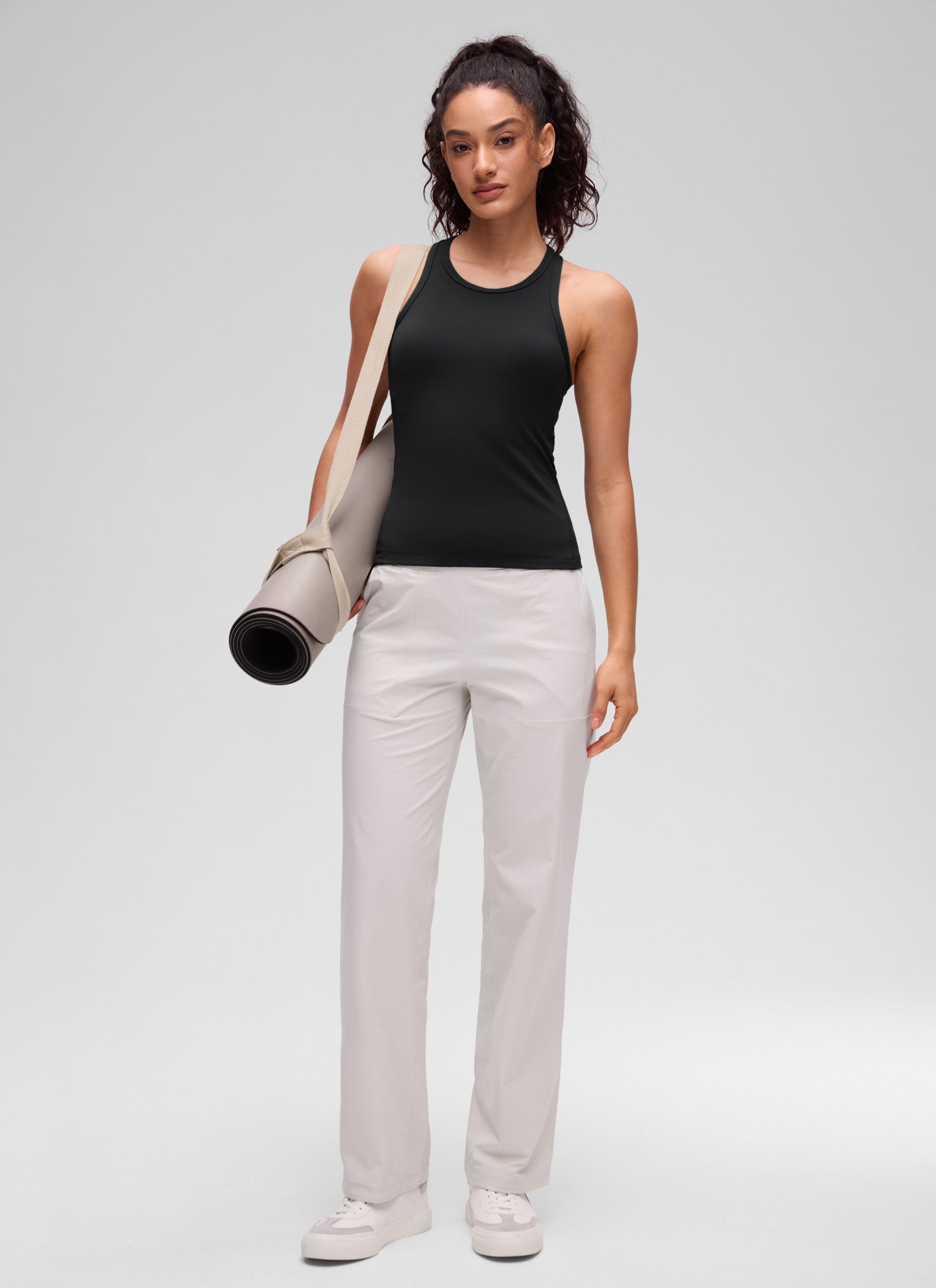 Baju Ketat Yoga Wanita CRZ YOGA Butterluxe Tank Top Leher Tinggi Hitam