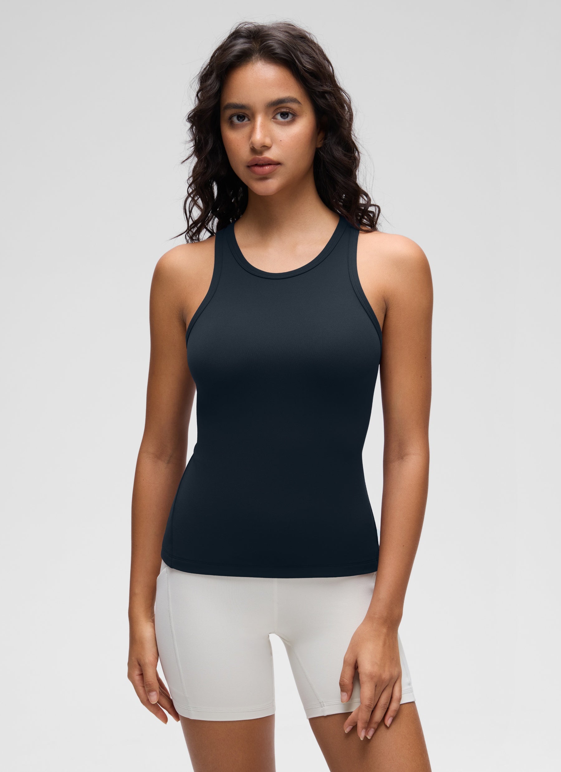Baju Ketat Yoga Wanita CRZ YOGA Butterluxe Tank Top Leher Tinggi True Navy