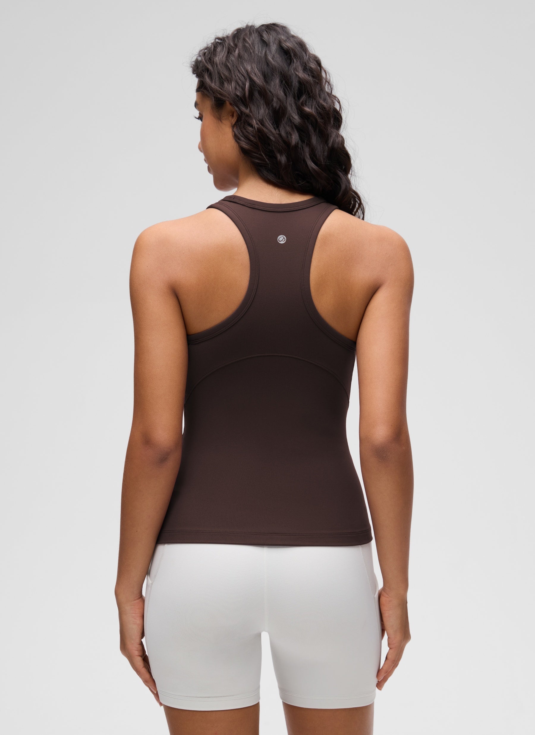 Baju Ketat Yoga Wanita CRZ YOGA Butterluxe Tank Top Leher Tinggi Hot Fudge Coklat