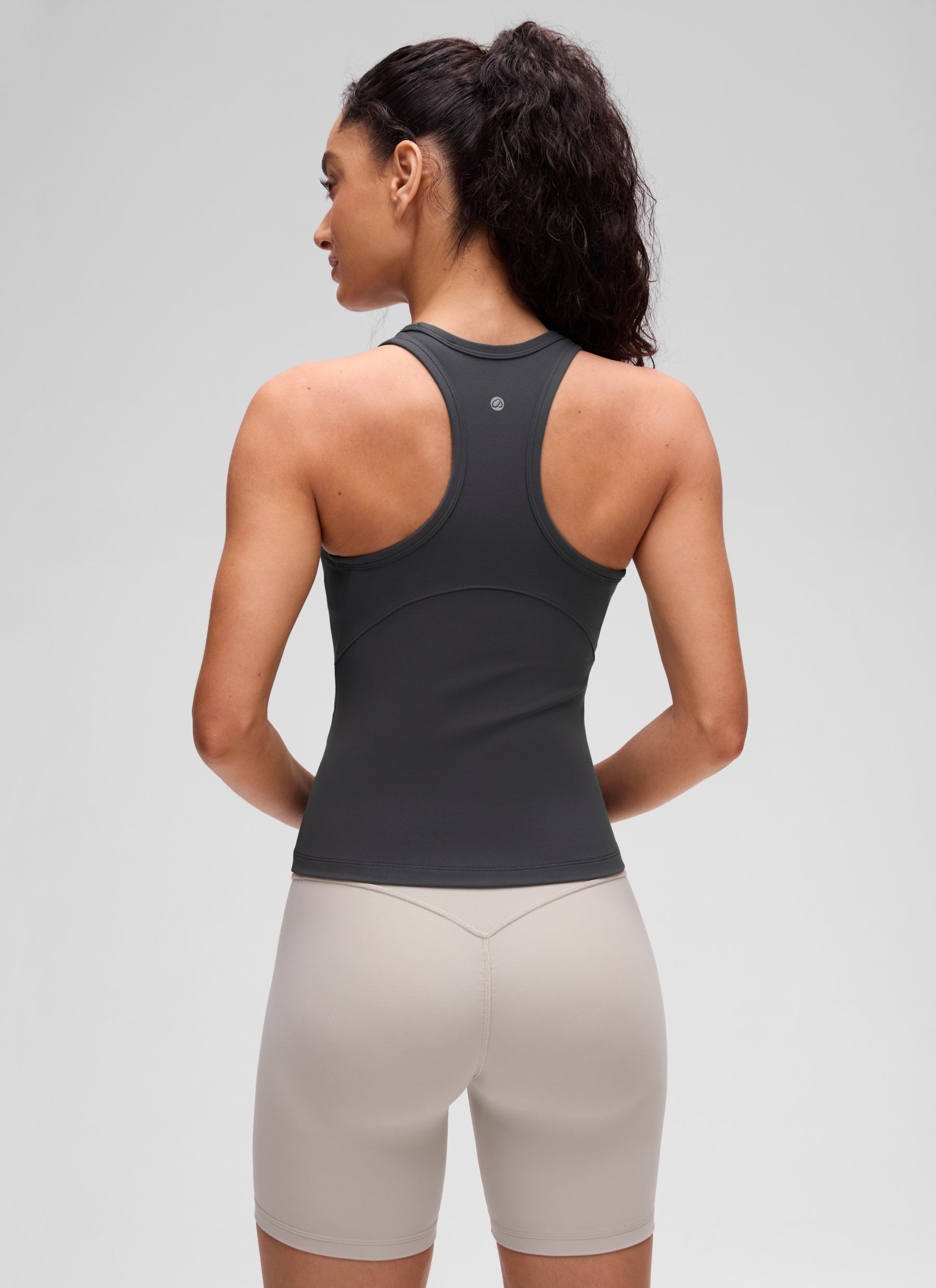 Baju Ketat Yoga Wanita CRZ YOGA Butterluxe Tank Top Leher Tinggi Kelabu Misterius