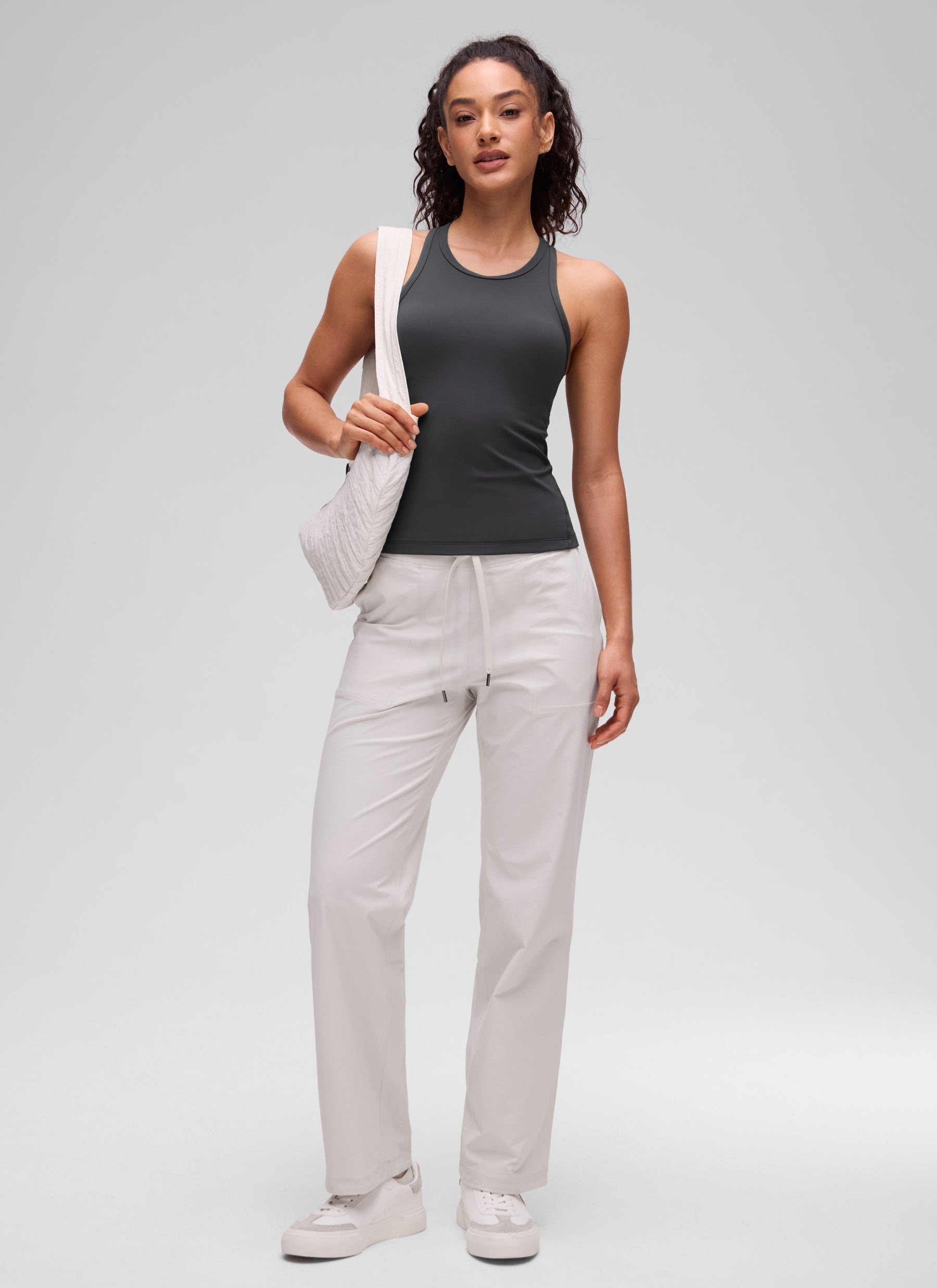 Baju Ketat Yoga Wanita CRZ YOGA Butterluxe Tank Top Leher Tinggi Kelabu Misterius