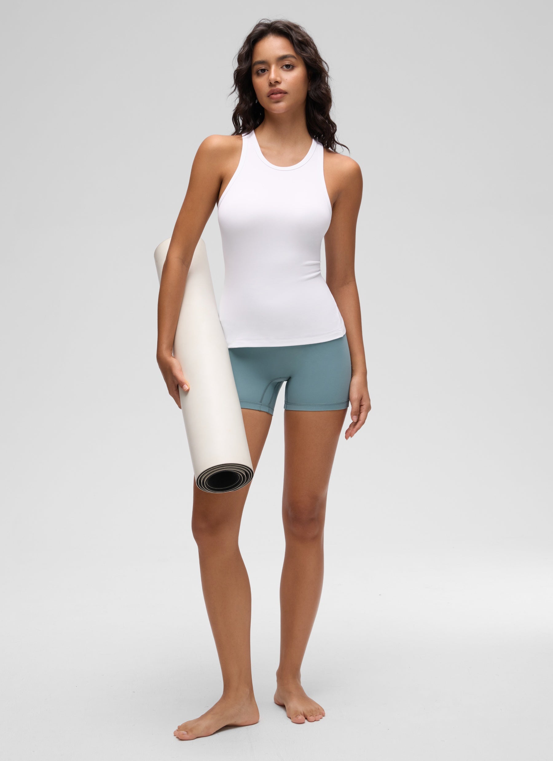 Baju Ketat Yoga Wanita CRZ YOGA Butterluxe Tank Top Leher Tinggi Putih
