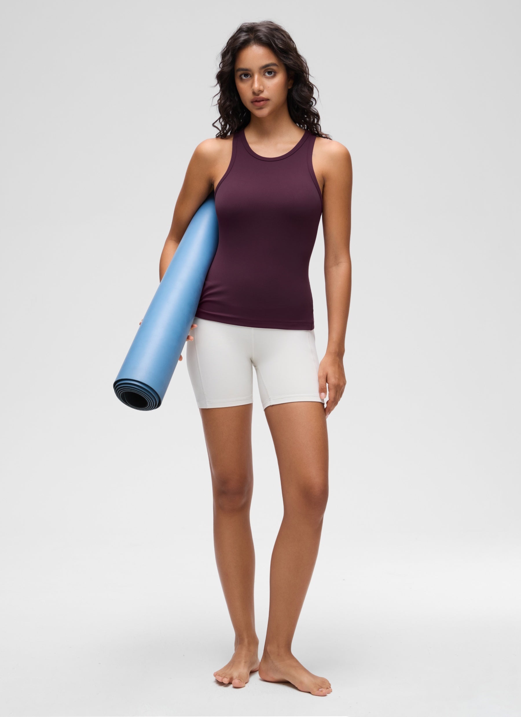 Baju Ketat Yoga Wanita CRZ YOGA Butterluxe Tank Top Leher Tinggi Ungu Tua