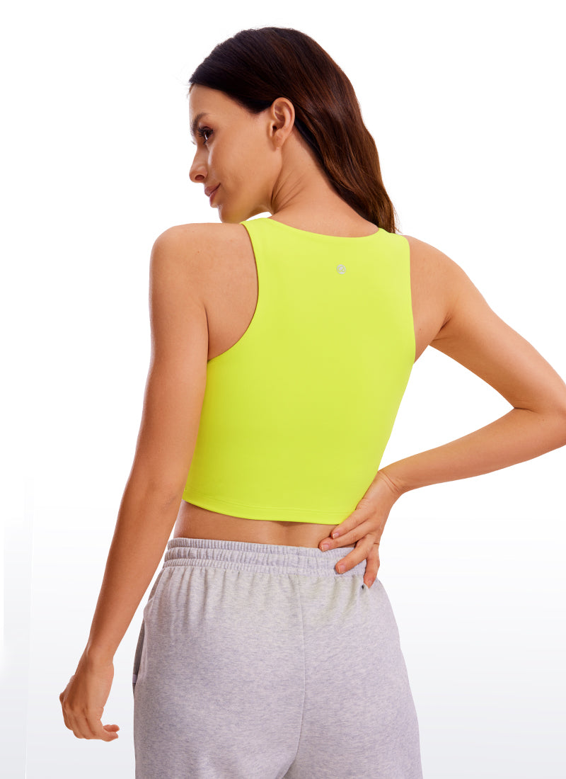 Atasan Tank Top Racerback Crop Butterluxe Pas Badan untuk Yoga Wanita Neon Yellow CRZ YOGA