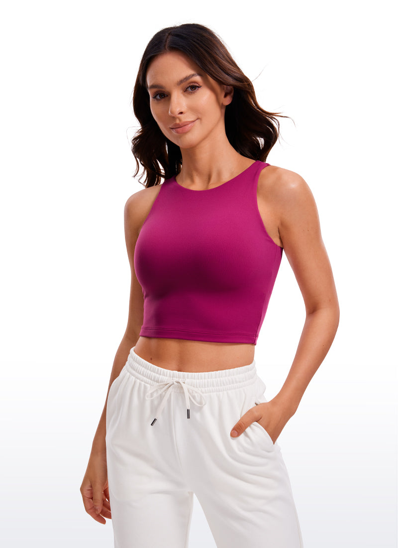 Atasan Tank Top Racerback Crop Butterluxe Pas Badan untuk Yoga Wanita Magenta Purple CRZ YOGA