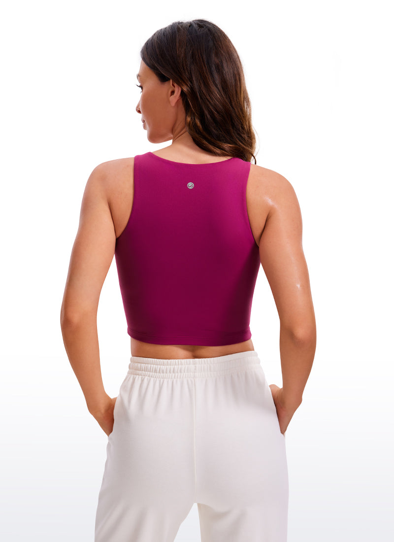 Atasan Tank Top Racerback Crop Butterluxe Pas Badan untuk Yoga Wanita Magenta Purple CRZ YOGA