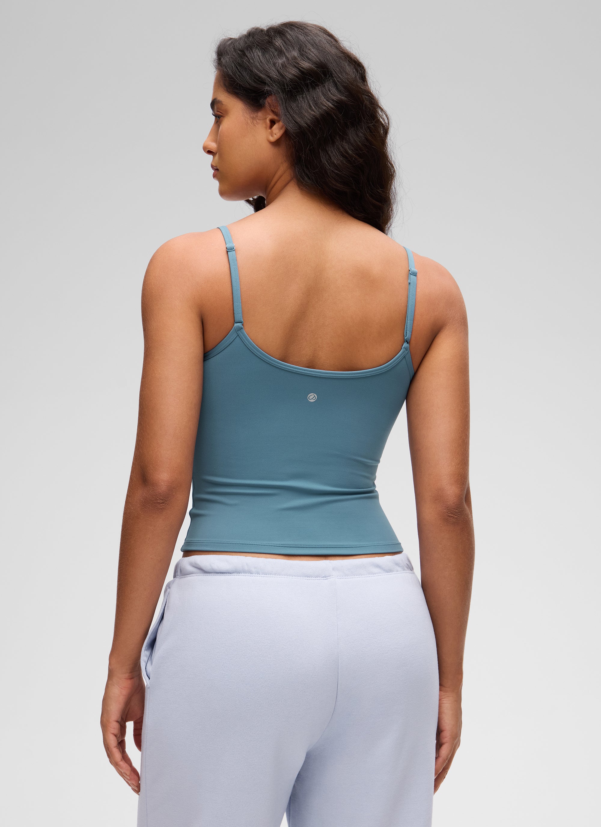 Butterluxe CRZ YOGA Áo thun không tay nữ kiểu dáng thoải mái, cổ tròn, lưng khoét chữ U, lót kép, màu Xám Xanh