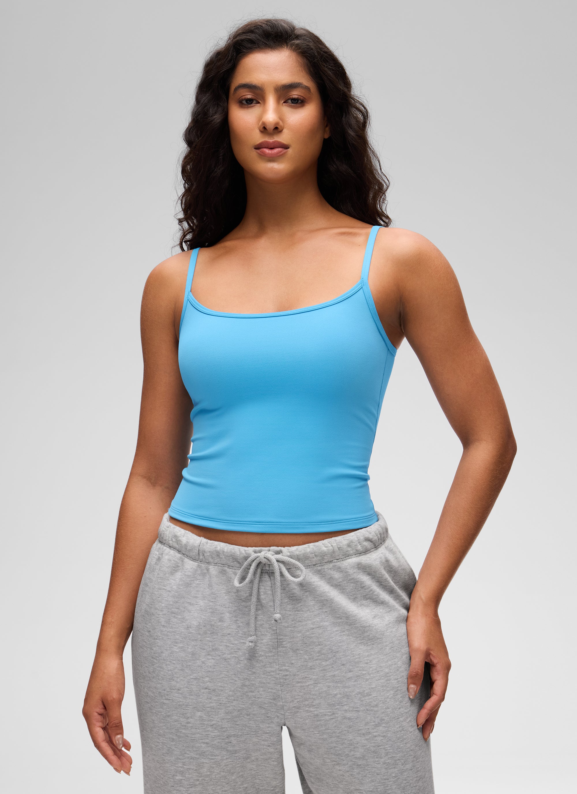 CRZ YOGA Áo ba lỗ nữ kiểu dáng thoải mái cổ tròn, lưng khoét chữ U, lót kép, màu xanh kayak ( Butterluxe )