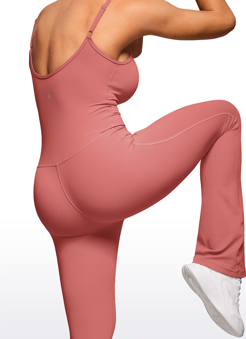 CRZ YOGA Women's Yoga Tight Fit Flare Jumpsuits Build-in Bra Bodysuits Briar Rose @model_info:CE