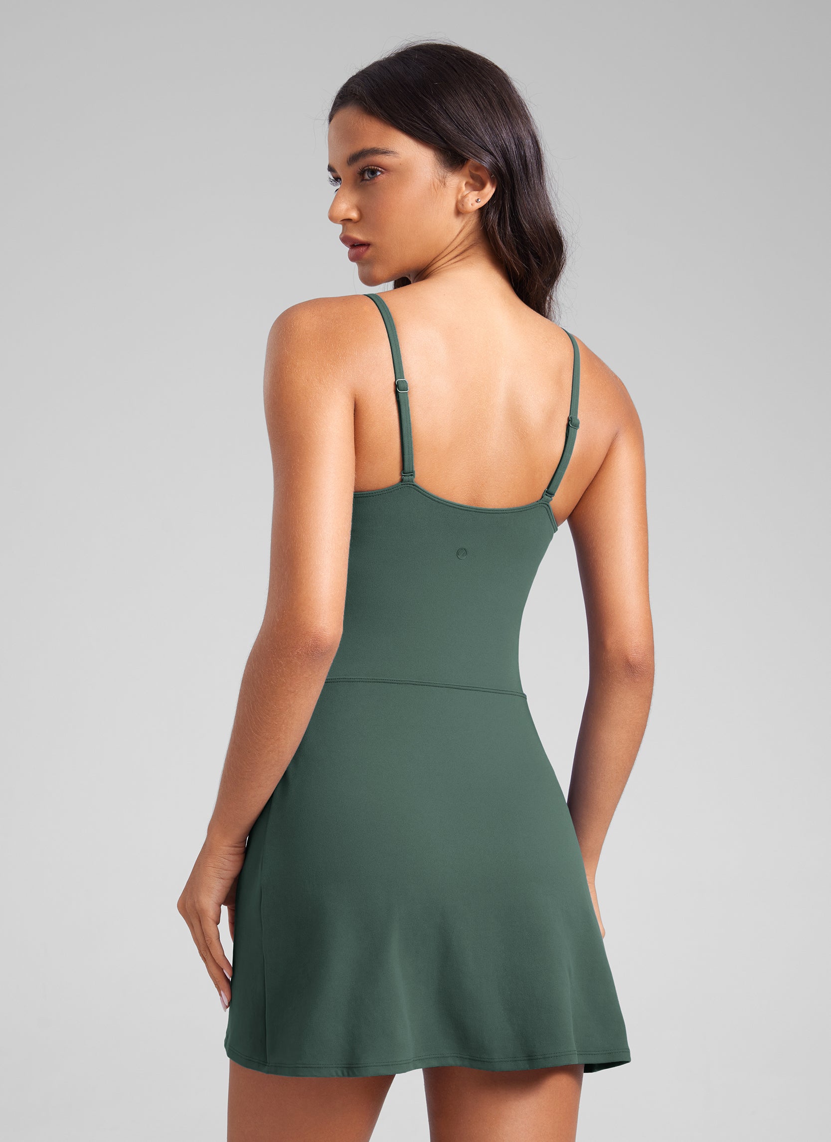 CRZ YOGA Gaun Tenis Kasual Olahraga Tali Spaghetti Butterluxe Dark Forest Green