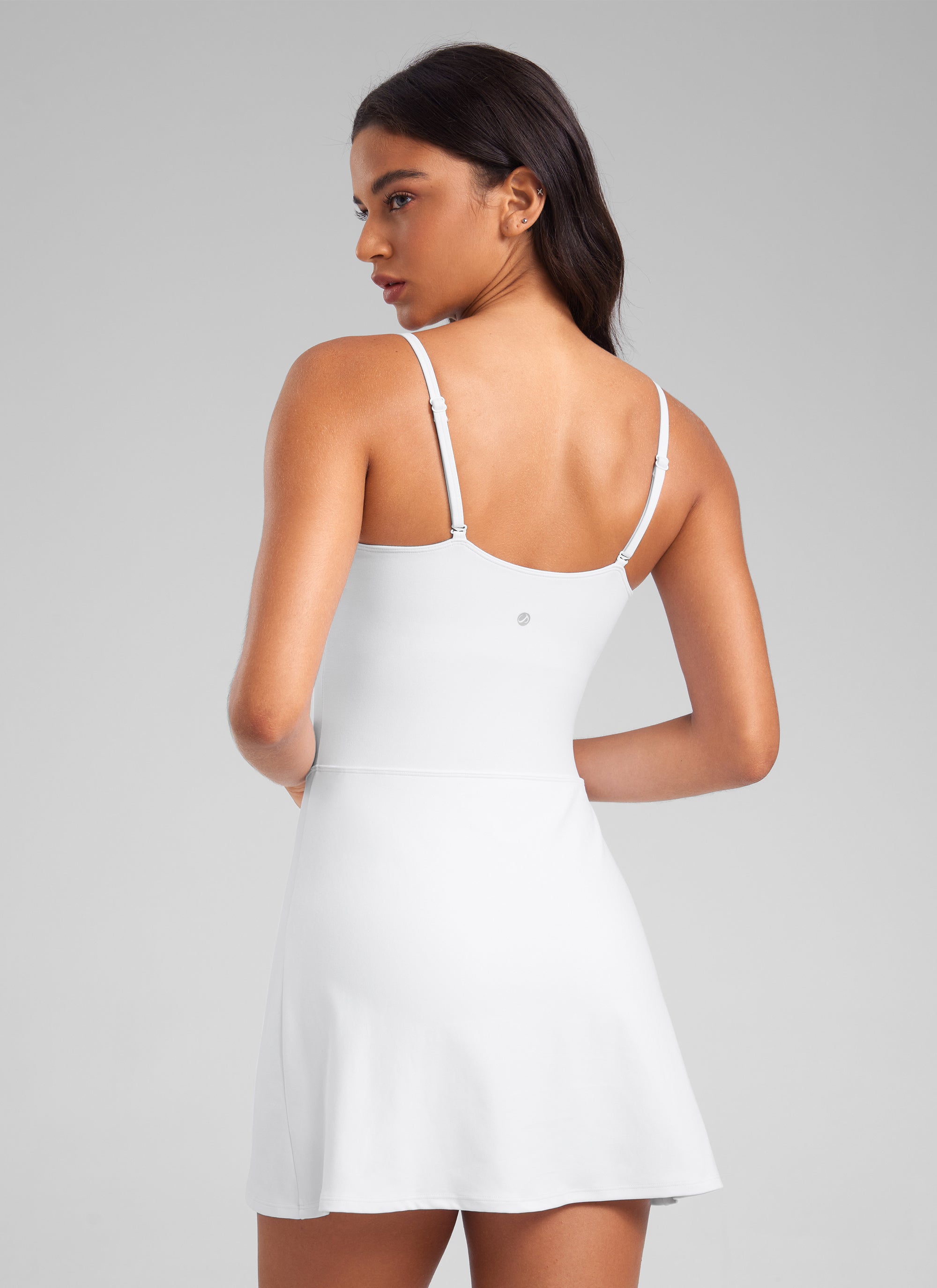 CRZ YOGA Butterluxe Gaun Tenis Kasual Olahraga Tali Spaghetti Putih