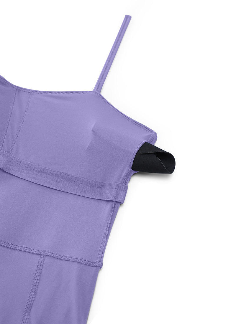 CRZ YOGA Butterluxe Gaun Tenis Kasual Olahraga Tali Spaghetti Ungu Lavender Tua