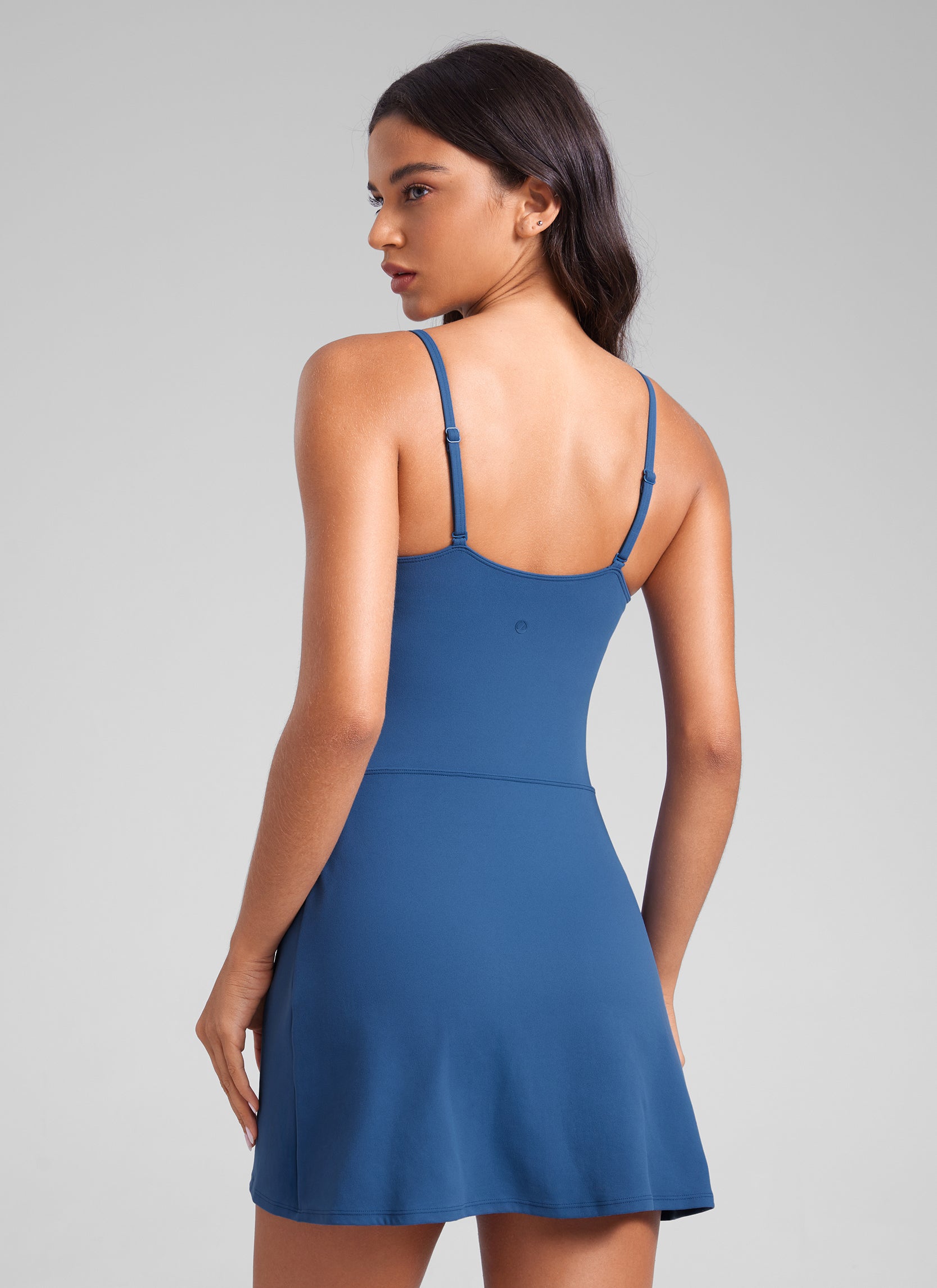 CRZ YOGA Butterluxe Gaun Tenis Kasual Olahraga Tali Spaghetti Biru Pitch