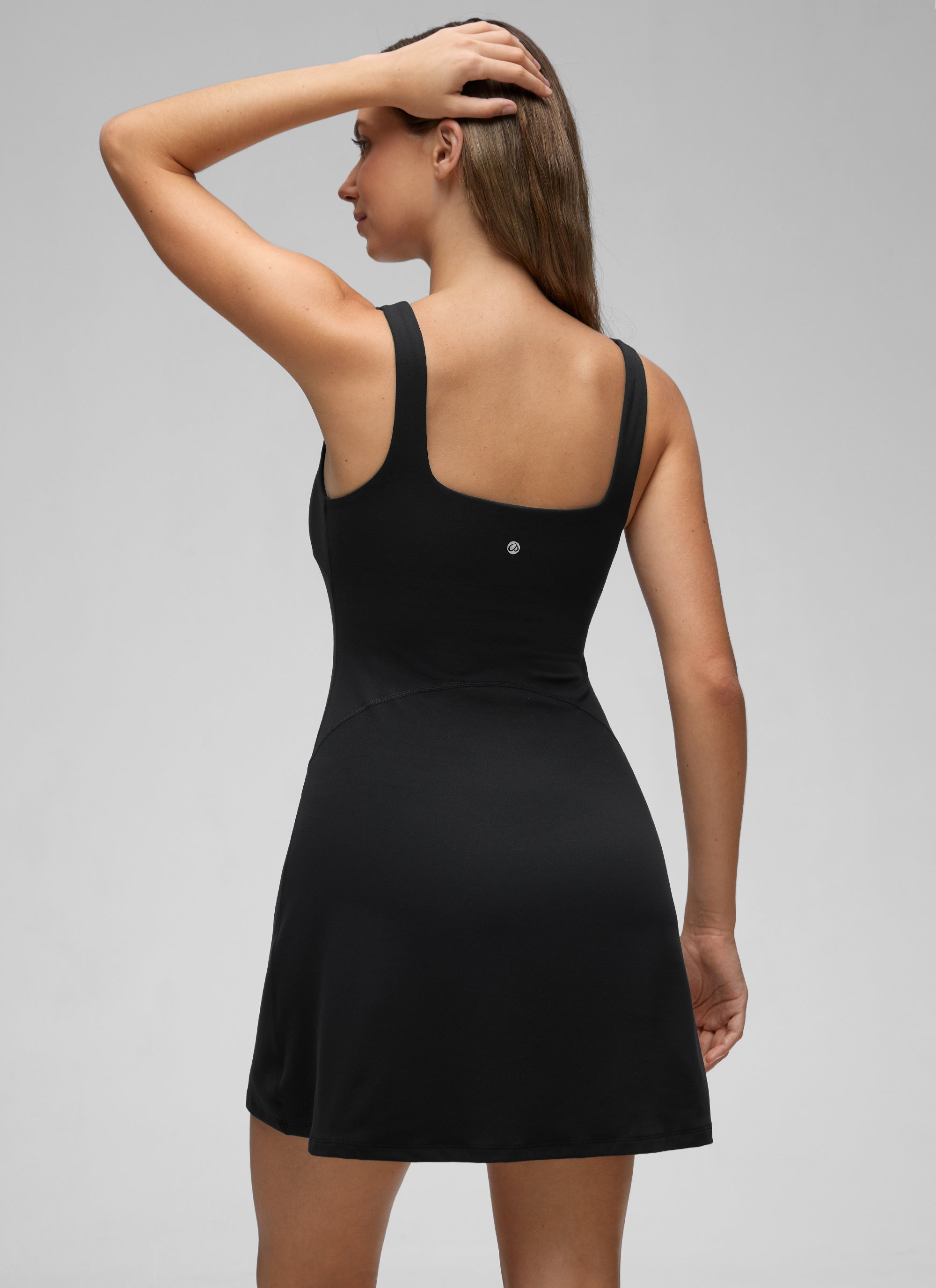 CRZ YOGA - Váy tennis dành cho nữ kiểu A-line, cổ vuông, có lớp lót ngực, chất liệu vải " Butterluxe ", màu đen