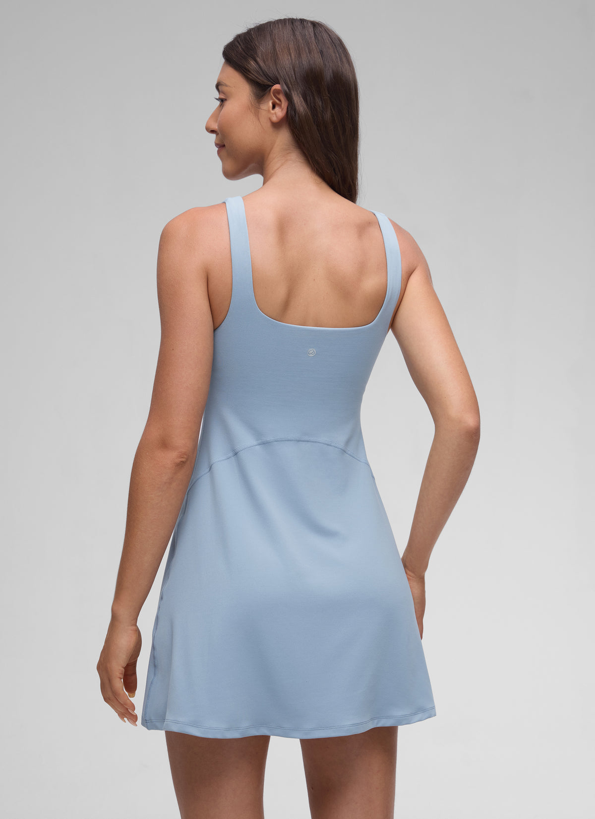 CRZ YOGA Women Butterluxe Square Neck Shelf Bra Tennis Dresses A line Cambric Blue @model_info:Malisa