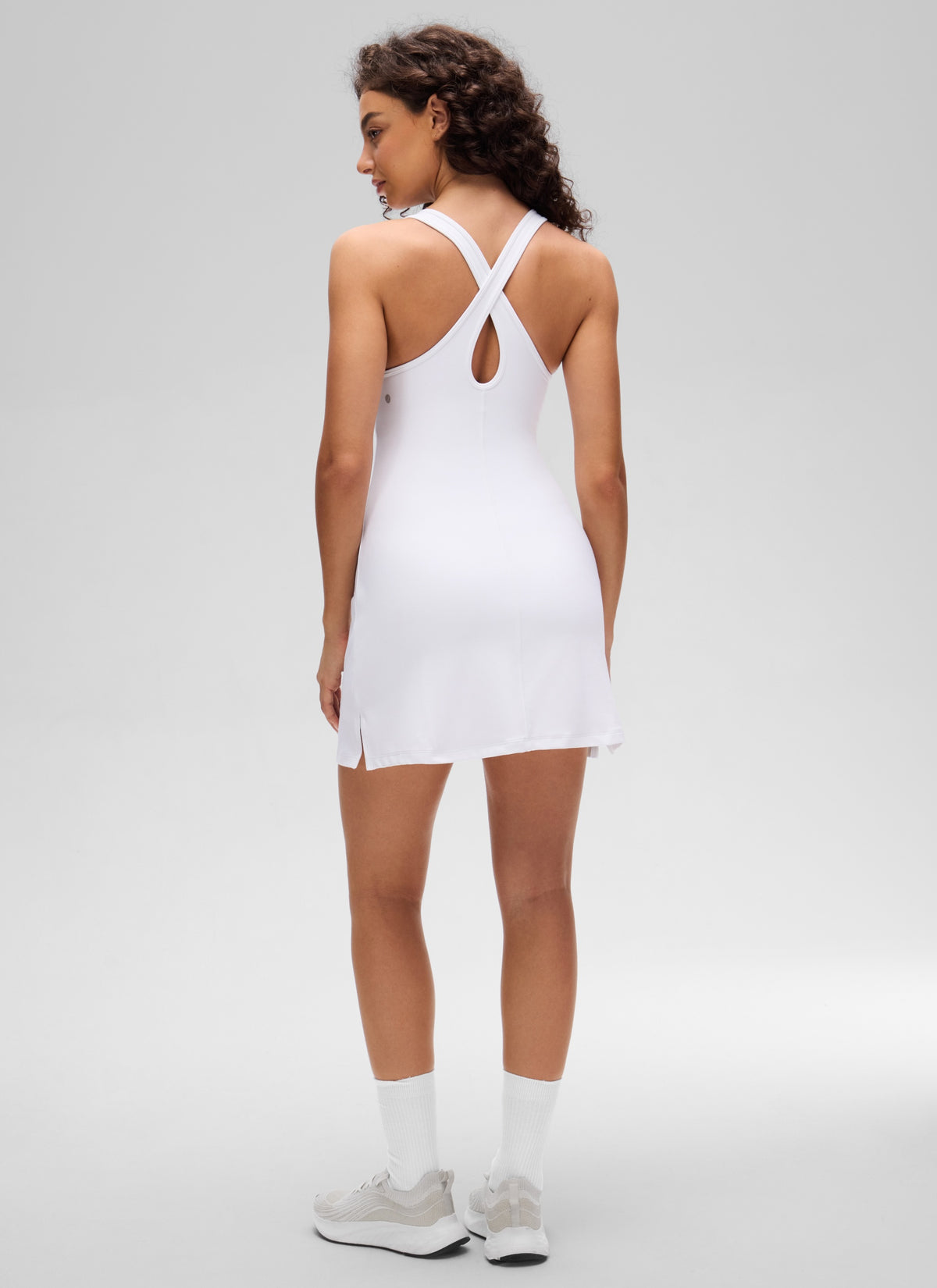 CRZ YOGA Women’s Butterluxe Casual Cross Back Slim Fit Dress White @model_info:A
