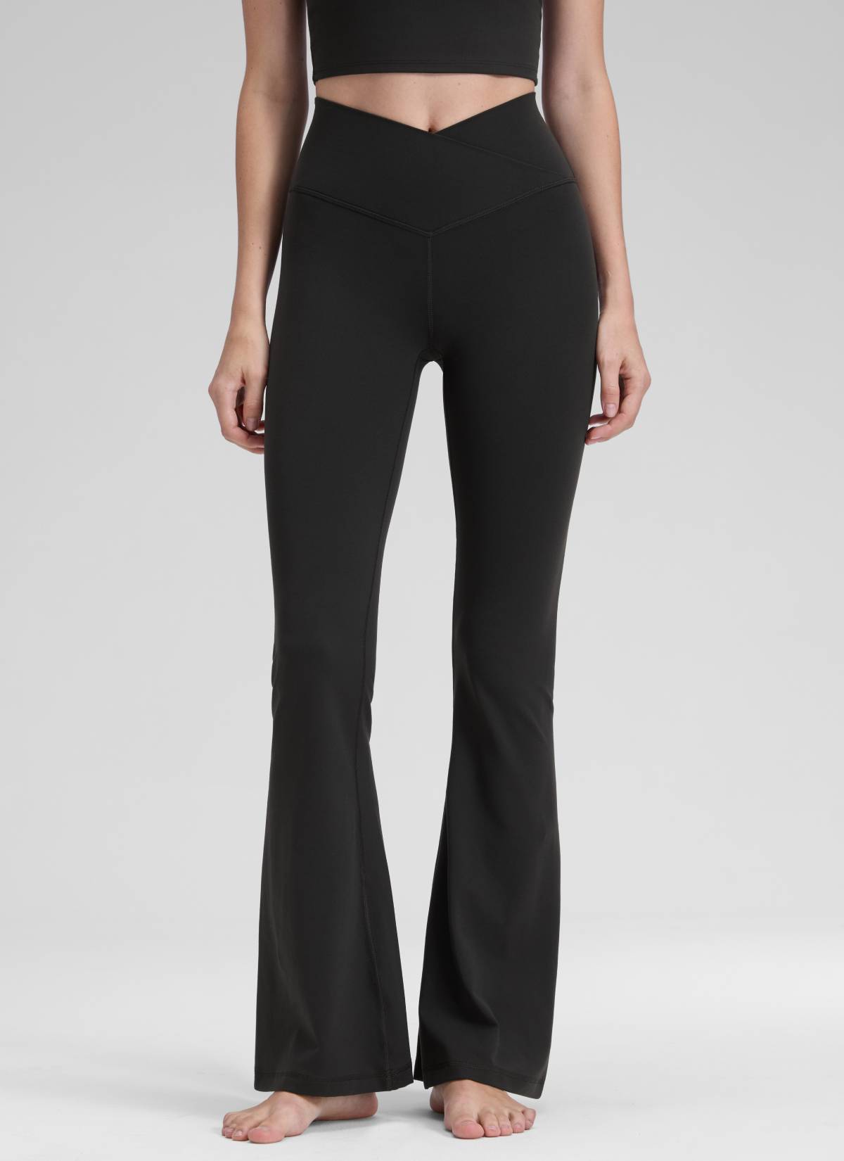 CRZ YOGA Quần legging nữ kiểu chéo chữ V, cạp cao, ống loe, màu Butterluxe , cỡ 31