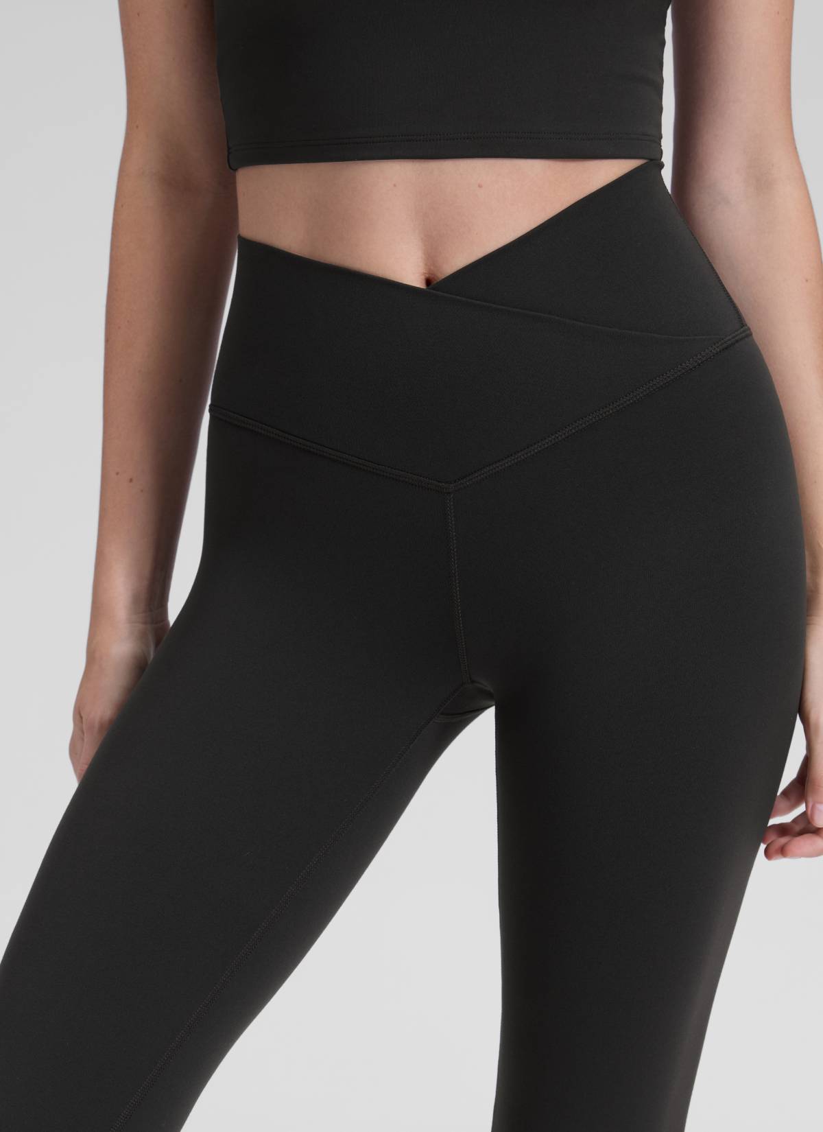 CRZ YOGA Quần legging nữ kiểu chéo chữ V, cạp cao, ống loe, màu Butterluxe , cỡ 31