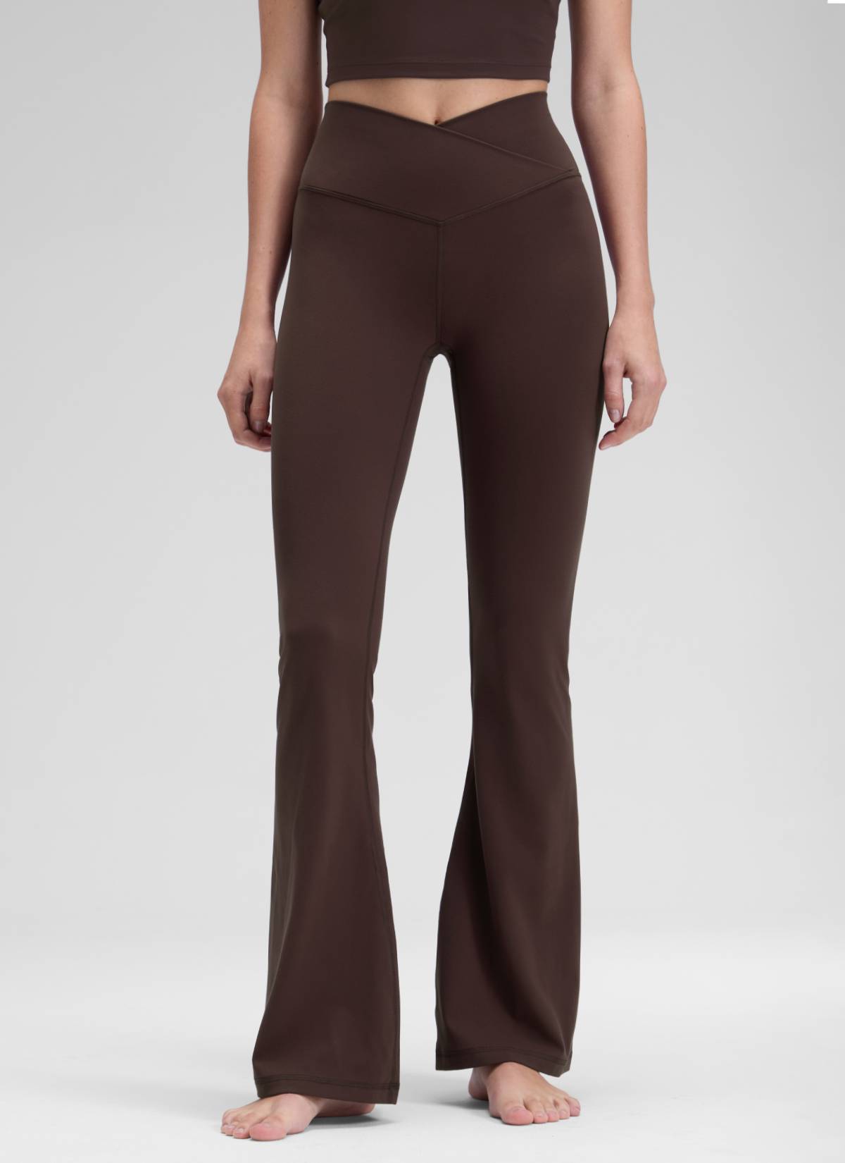 CRZ YOGA Quần legging nữ kiểu chéo chữ V, cạp cao, ống loe, màu Butterluxe , cỡ 31