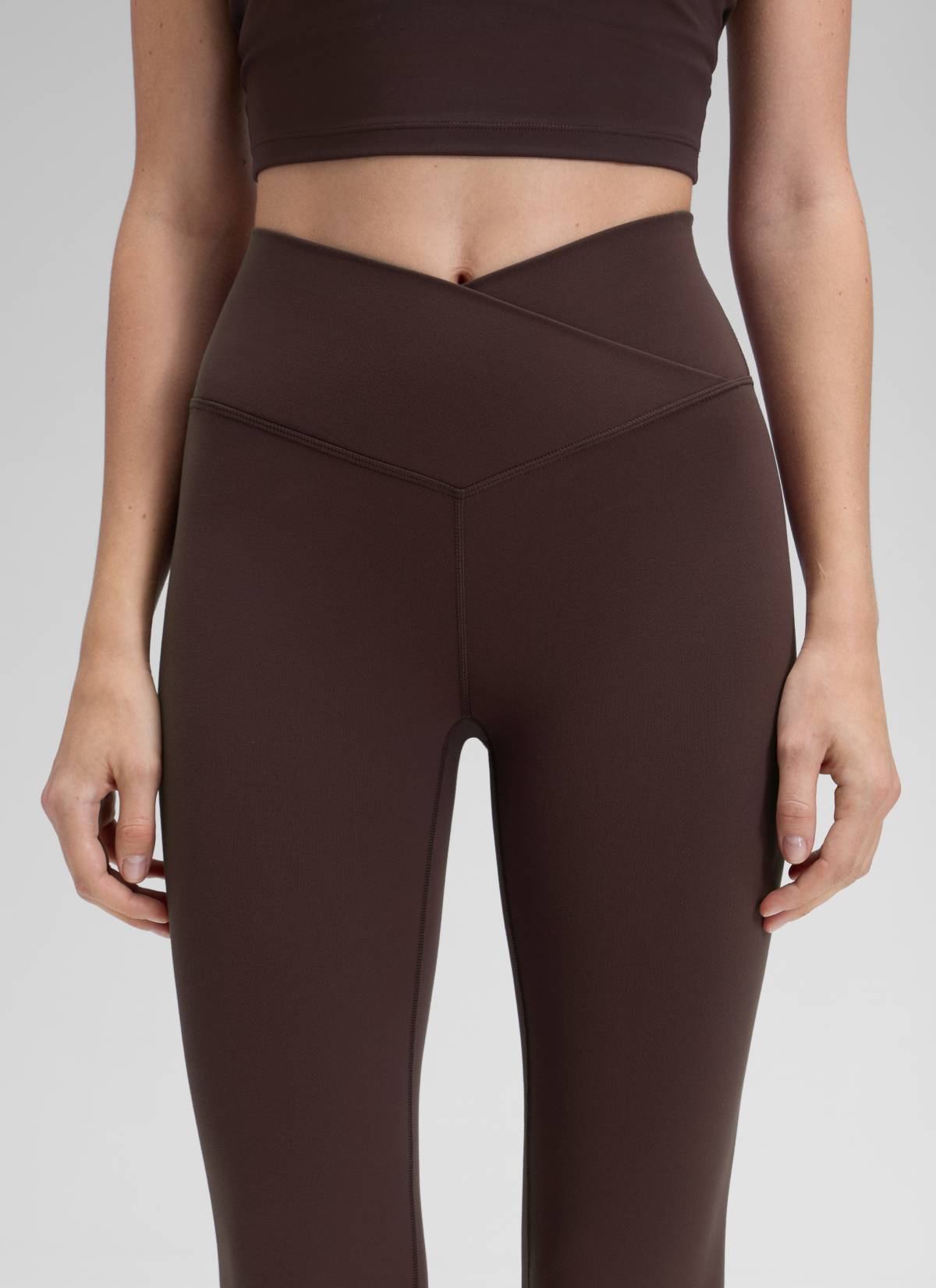 CRZ YOGA Quần legging nữ kiểu chéo chữ V, cạp cao, ống loe, màu Butterluxe , cỡ 31