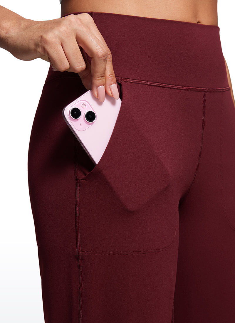CRZ YOGA Celana Wanita Model " Butterluxe " dengan Pinggang Tinggi dan Kaki Lebar, Dilengkapi Saku, Panjang 31 inci, Warna Merlot Merah