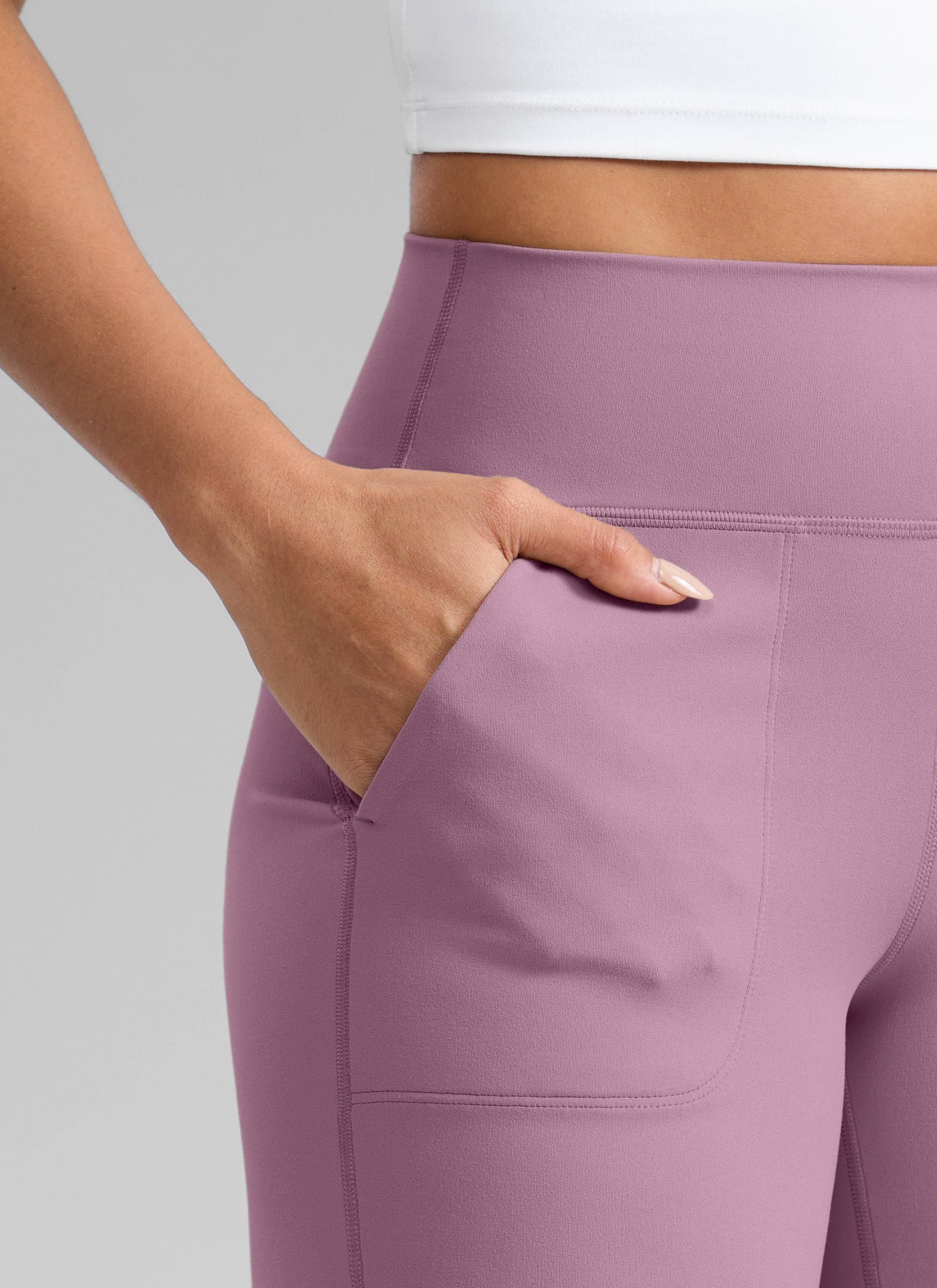 CRZ YOGA レディース「Butterlift 」ハイウエスト・ワイドレッグパンツ（ポケット付き） ライトラベンダー