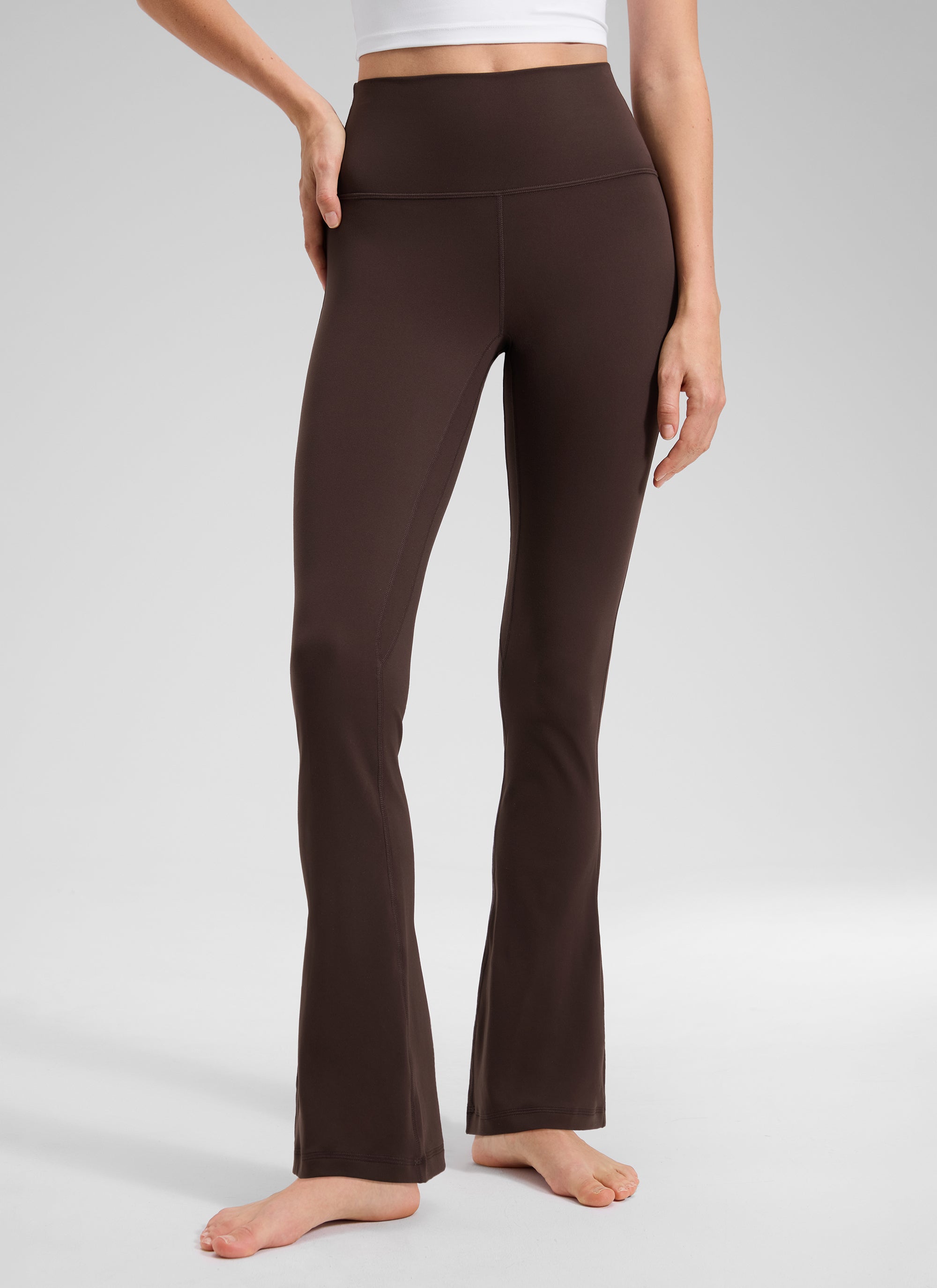 CRZ YOGA Nữ  Quần legging ống loe ngắn có túi, cạp cao, màu Butterluxe , cỡ 30