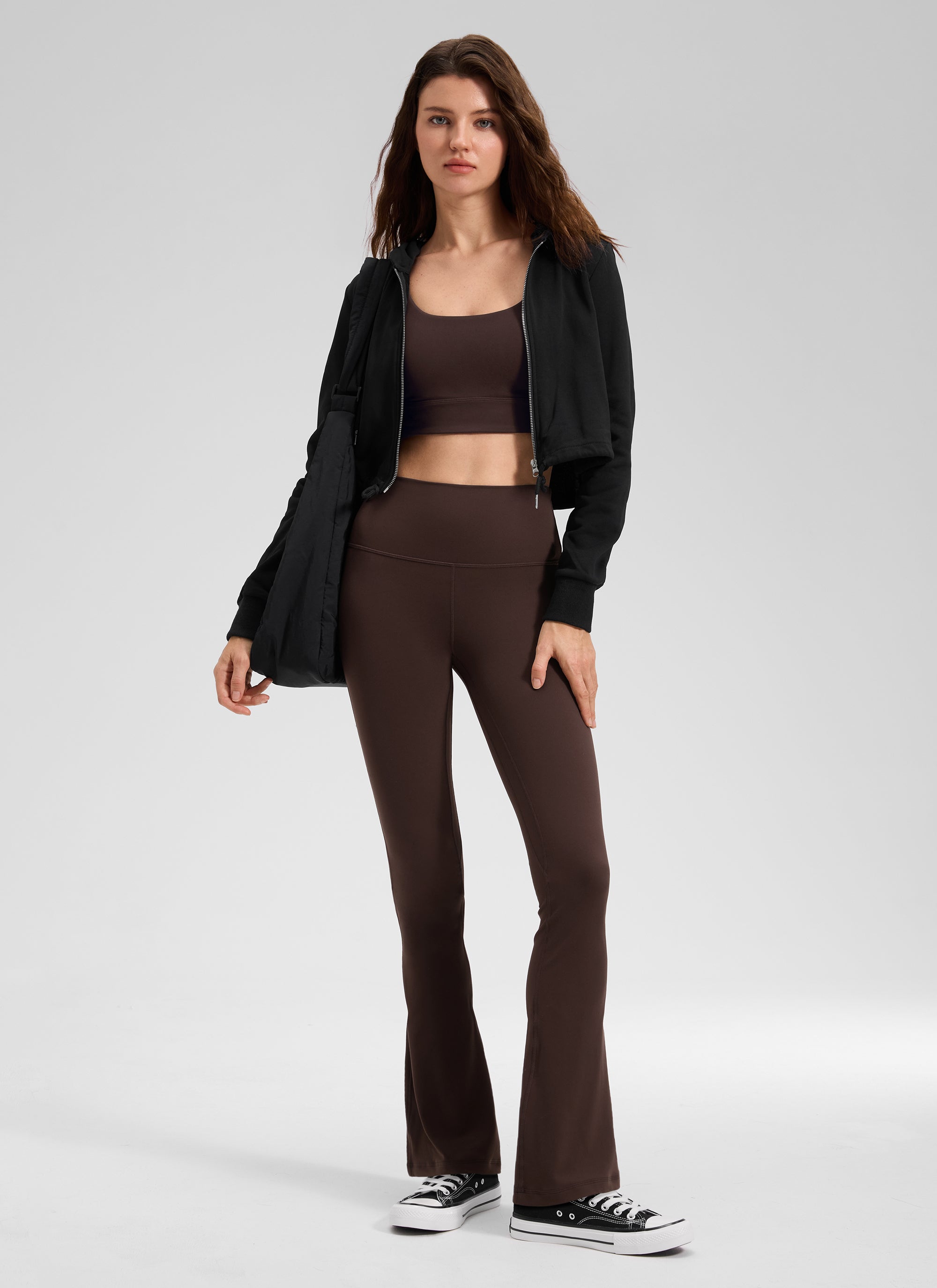 CRZ YOGA Nữ  Quần legging ống loe ngắn có túi, cạp cao, màu Butterluxe , cỡ 30