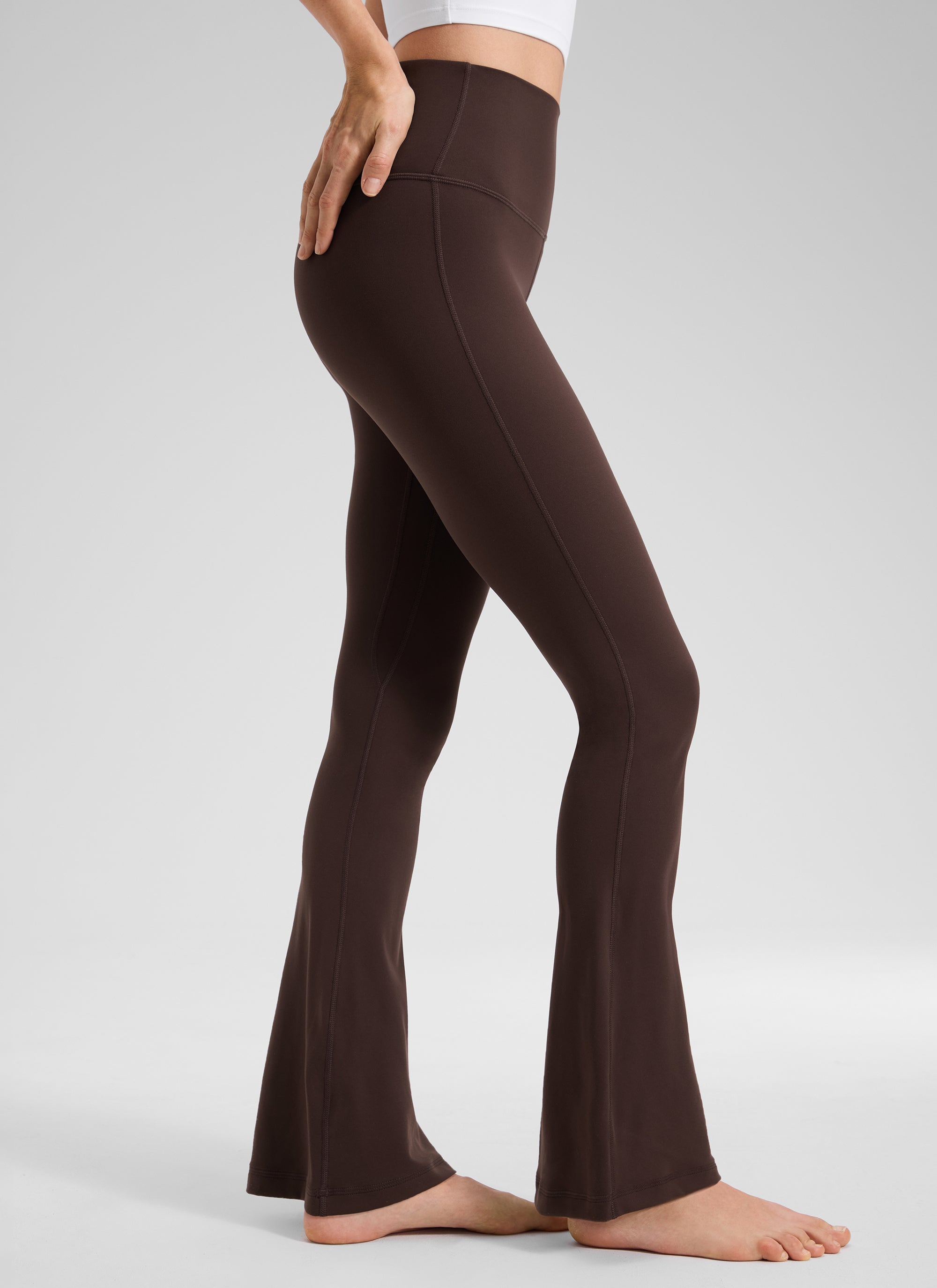 CRZ YOGA Nữ  Quần legging ống loe ngắn có túi, cạp cao, màu Butterluxe , cỡ 30