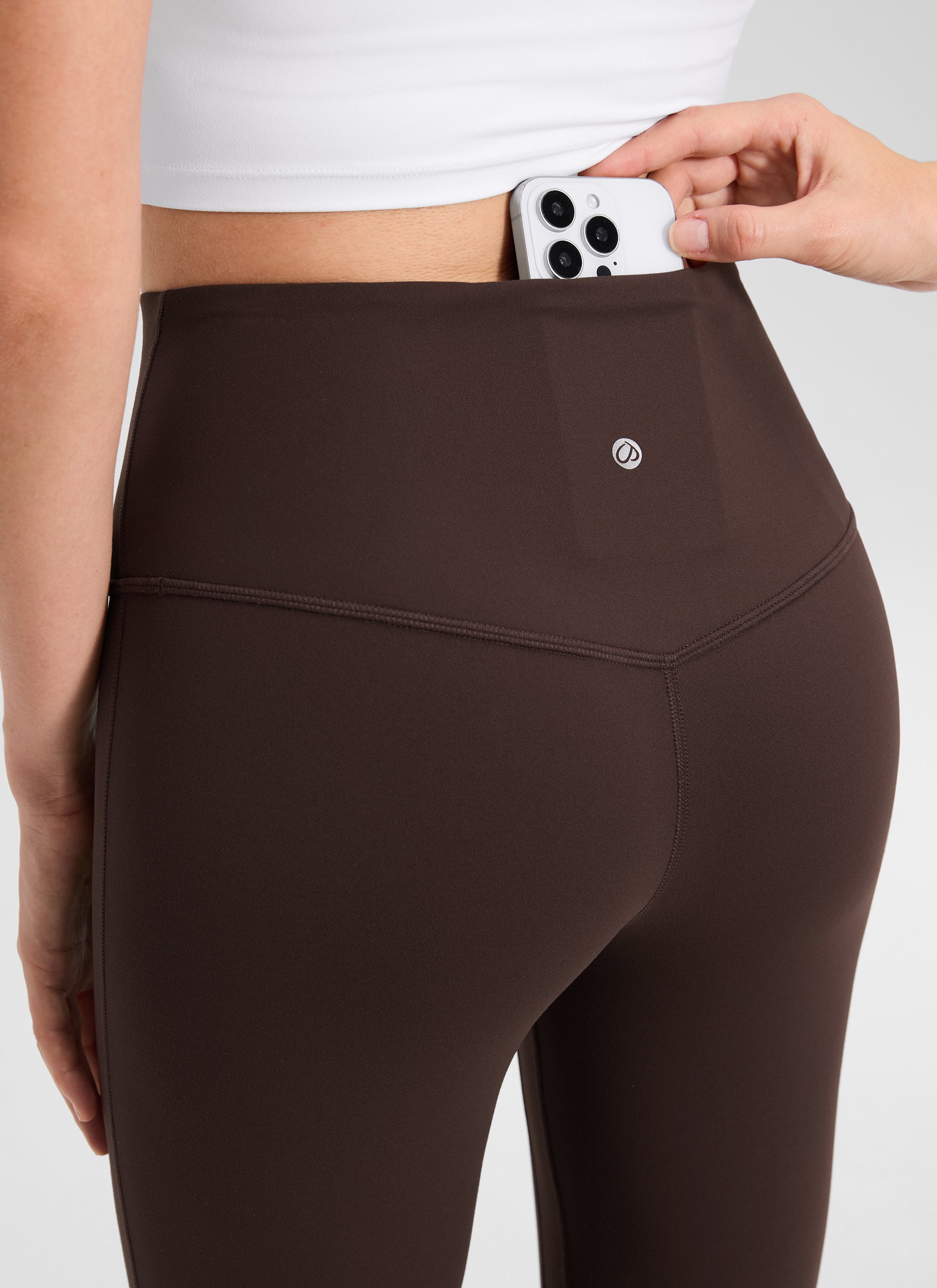 CRZ YOGA Nữ  Quần legging ống loe ngắn có túi, cạp cao, màu Butterluxe , cỡ 30