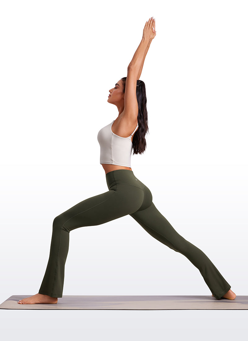 CRZ YOGA Nữ  Quần legging ống loe ngắn có túi, cạp cao, màu Butterluxe , cỡ 30