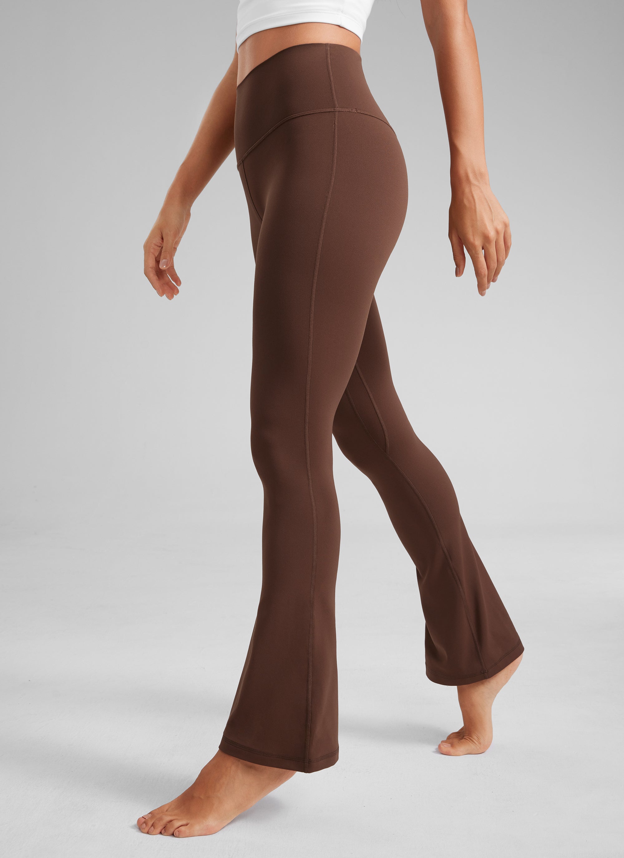CRZ YOGA Nữ  Quần legging ống loe ngắn có túi, cạp cao, màu Butterluxe , cỡ 30