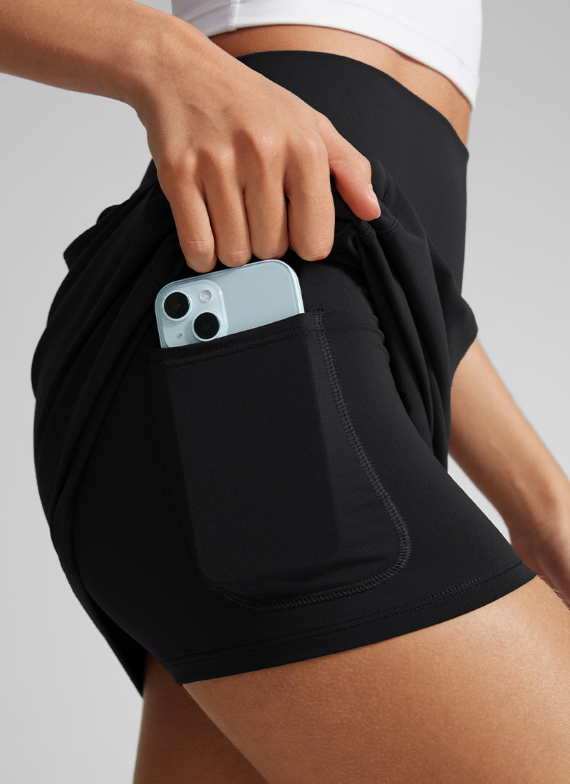 CRZ YOGA レディースButterlift サイドポケット付きAラインゴルフスカート 15インチ ブラック