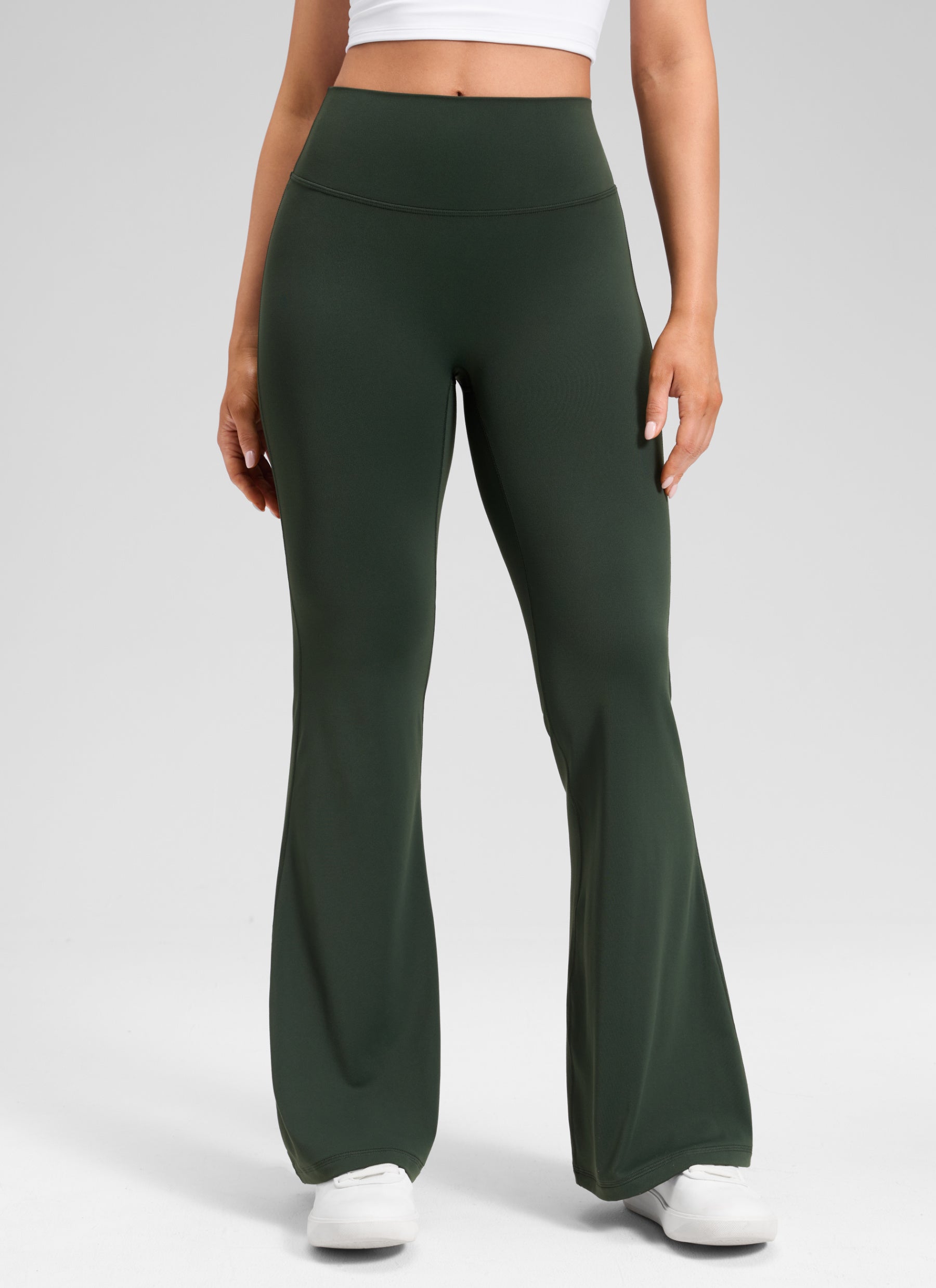 CRZ YOGA Women's Softretch High Rise No Front Seam Flare Legging 29