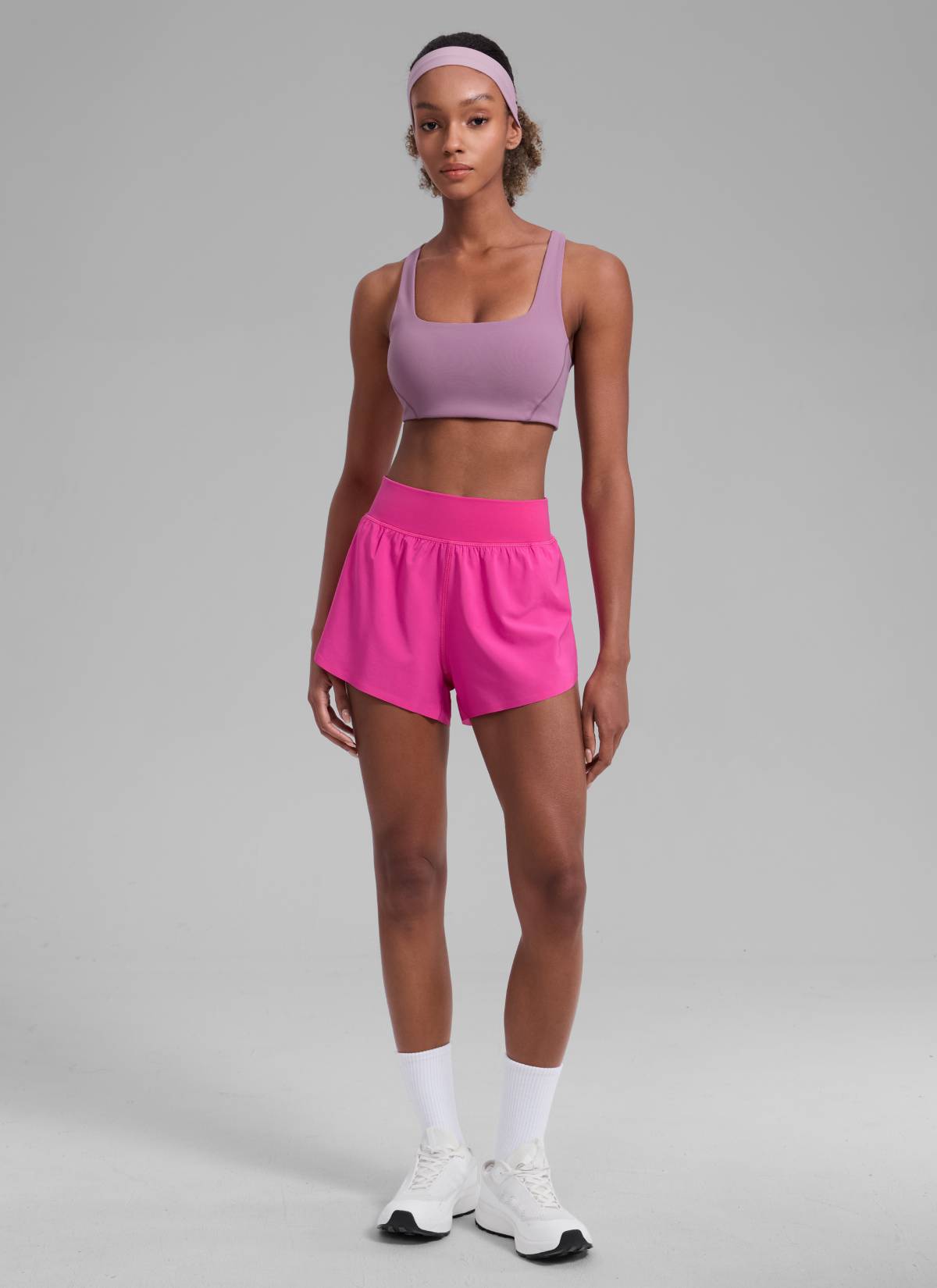 CRZ YOGA Pambabaeng Pambabaeng Pangtakbo High Rise Mesh Lined Shorts 3'' Workout Short Hibiscus Purple