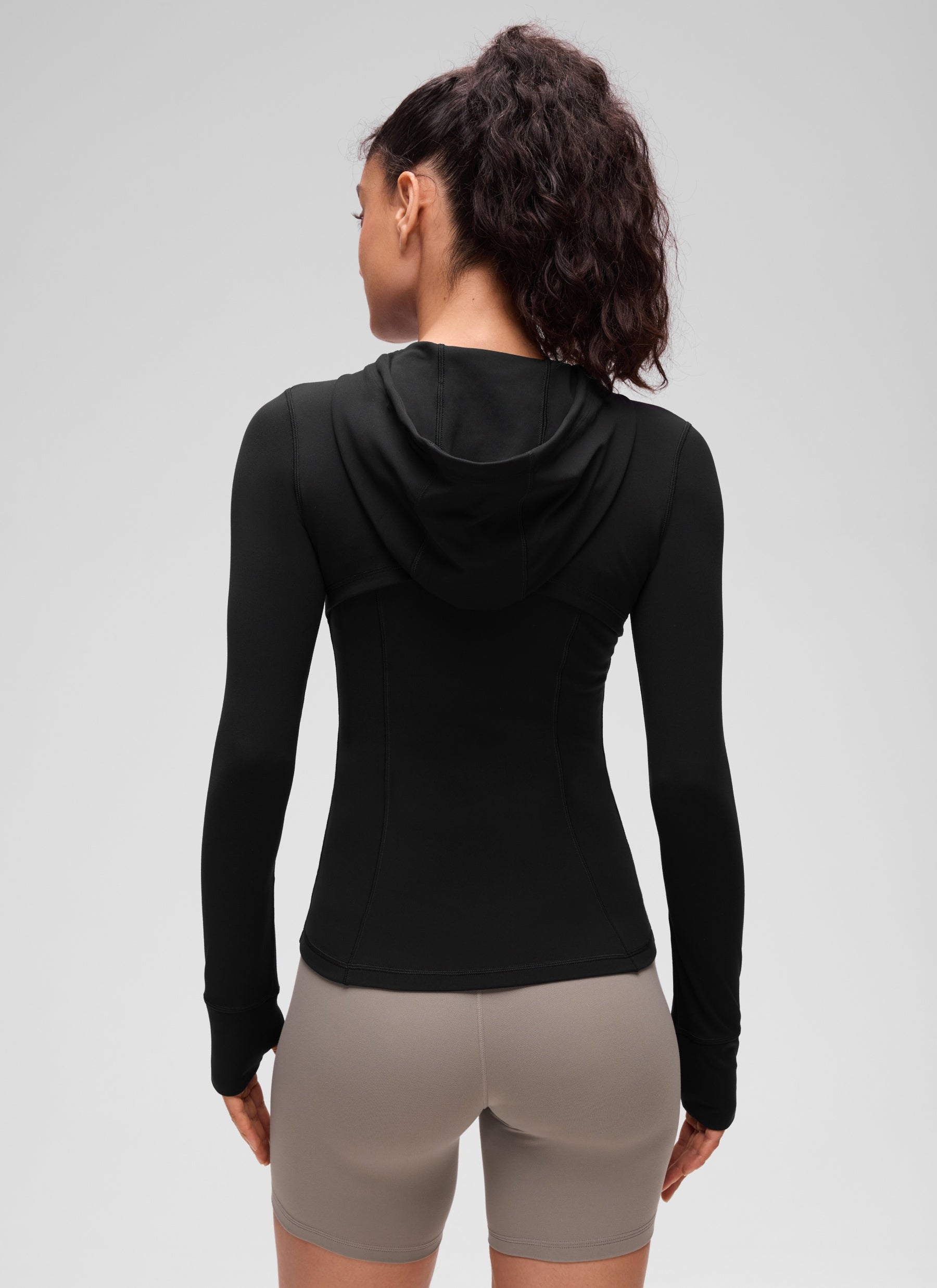 Jaket Berhud Zip Penuh Poket Potongan Langsing Butterluxe Wanita CRZ YOGA Hitam
