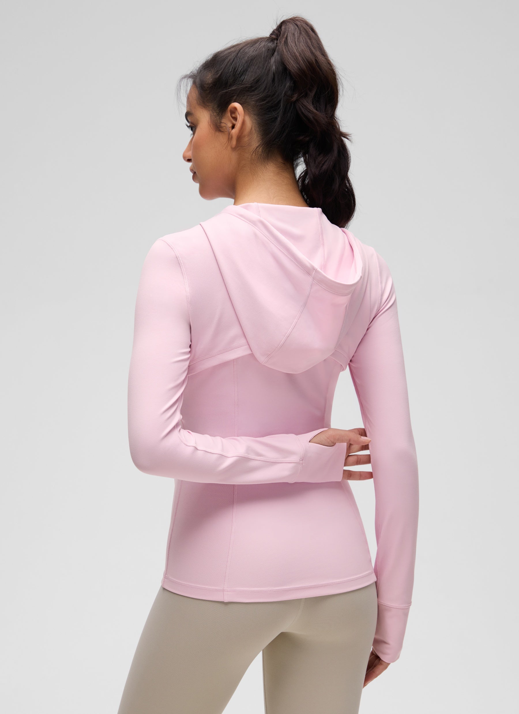 Jaket Berhud Zip Penuh Poket Potongan Langsing Butterluxe Wanita CRZ YOGA Pink Peony
