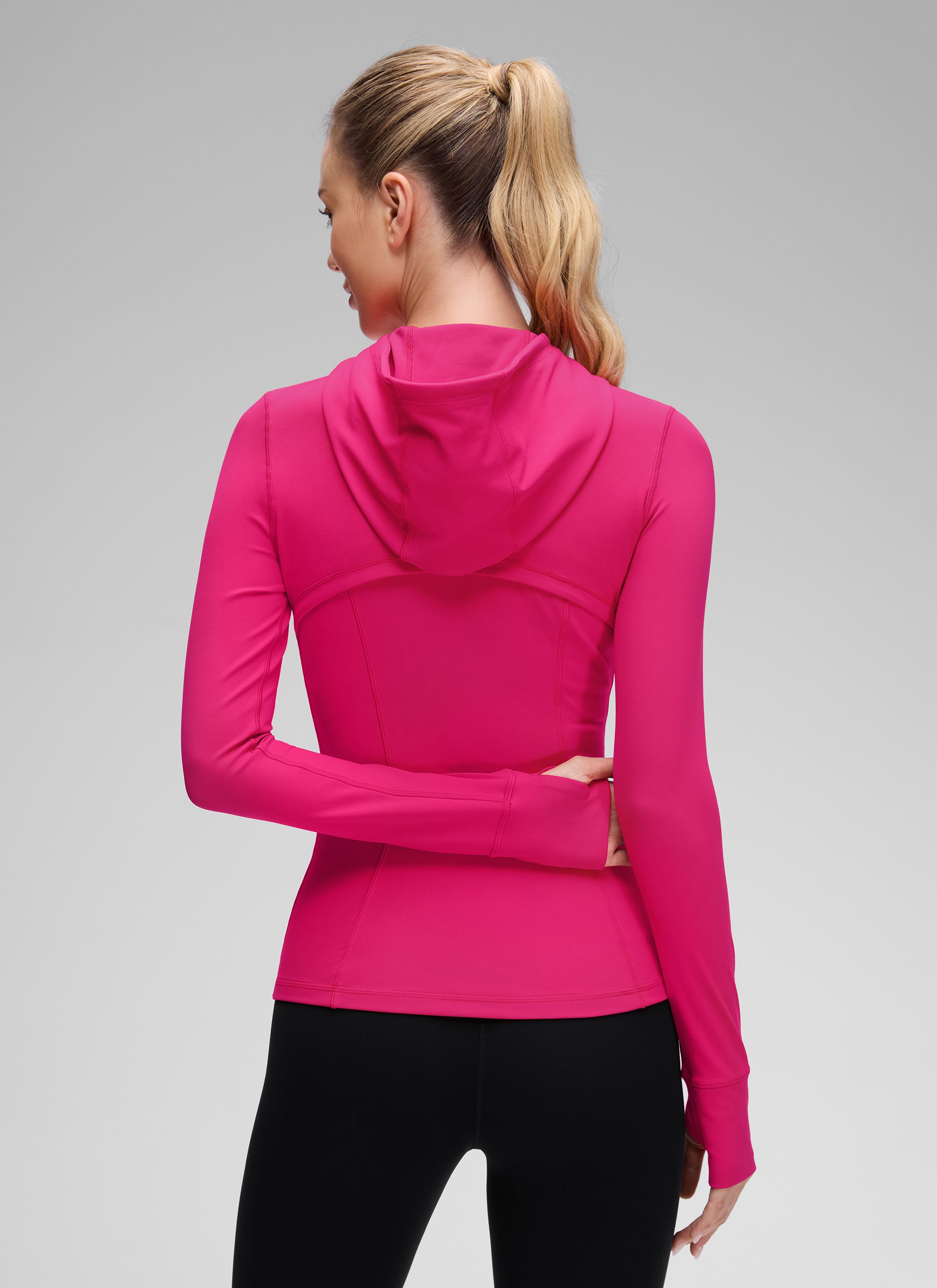 Jaket Berhud Zip Penuh Poket Potongan Langsing Butterluxe Wanita CRZ YOGA Granita Pink