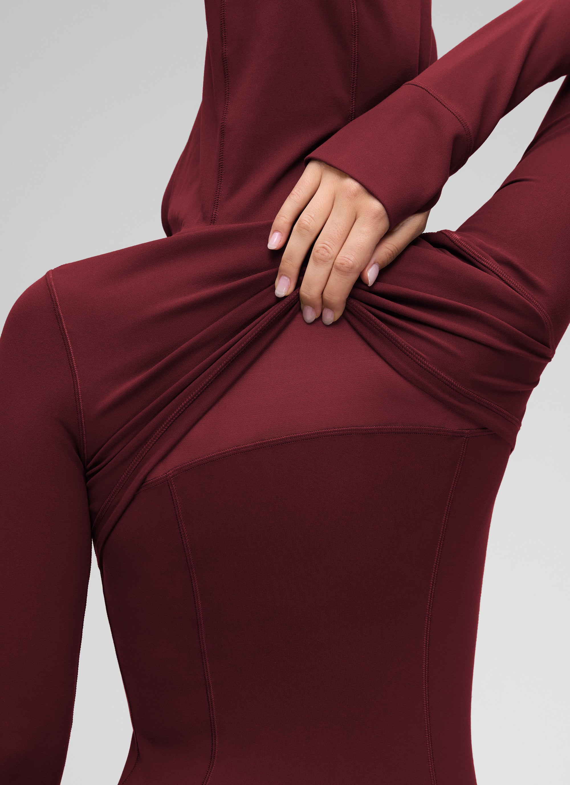 Jaket Berhud Zip Penuh Poket Potongan Langsing Butterluxe Wanita CRZ YOGA Merah Merlot
