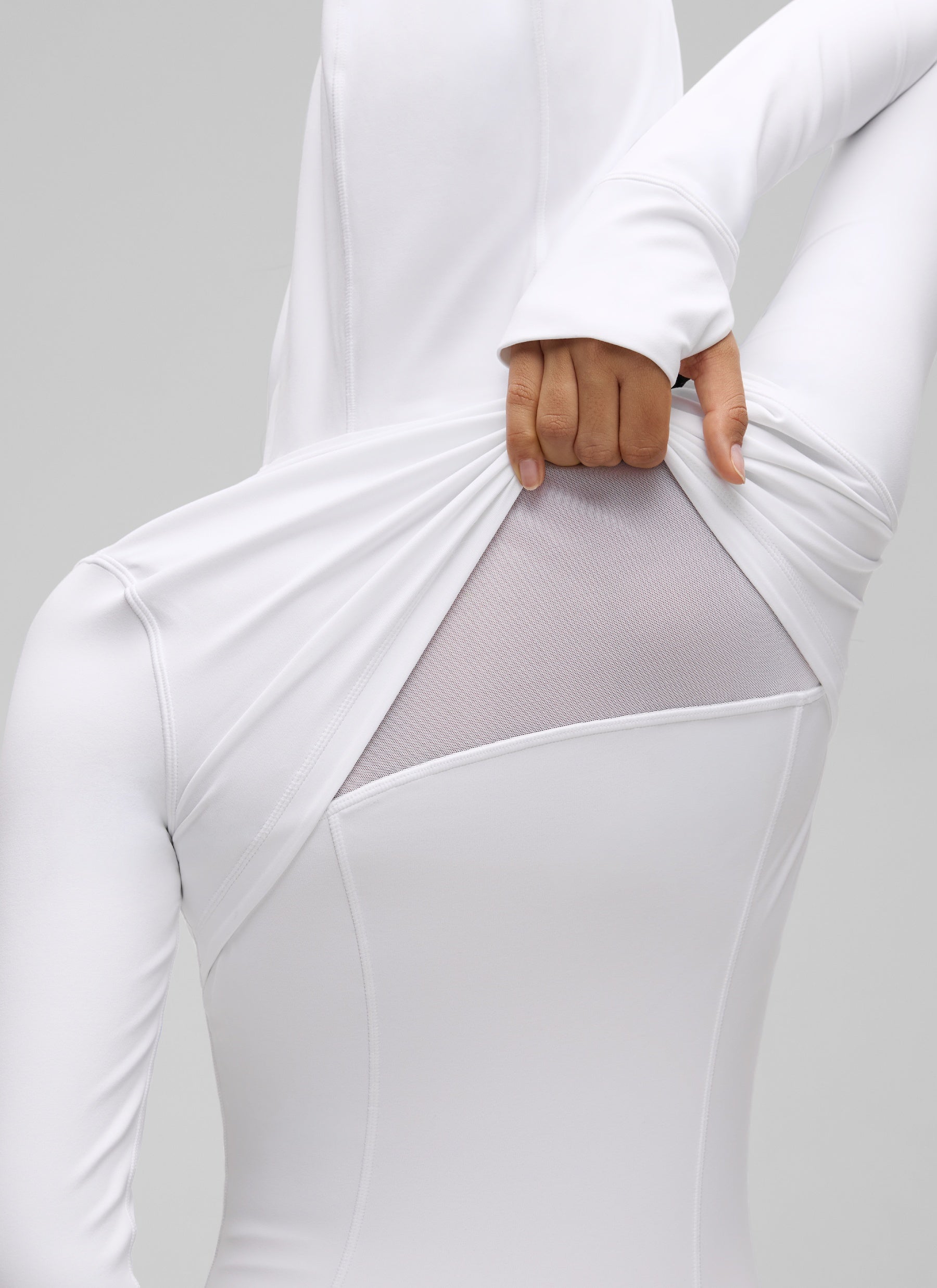 Jaket Berhud Zip Penuh Poket Potongan Langsing Butterluxe Wanita CRZ YOGA Putih