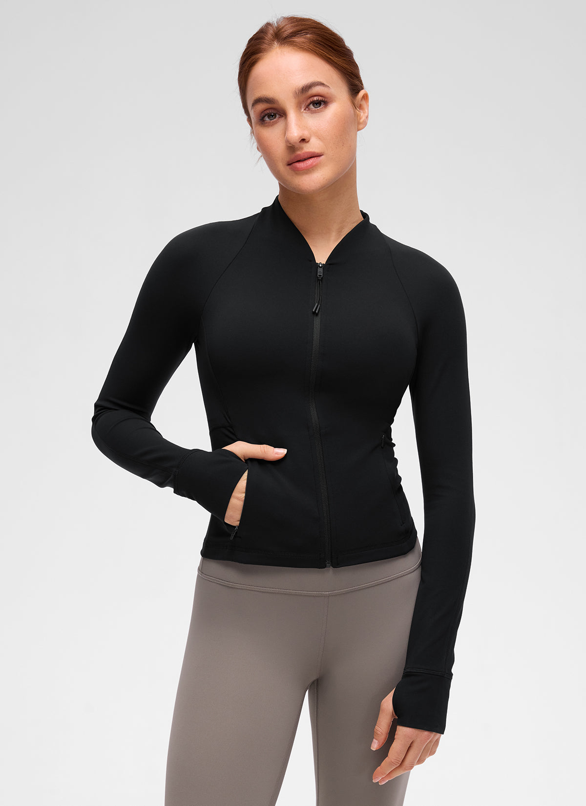 CRZ YOGA 여성용 Butterluxe 캐주얼 V 넥 허리 기장 포켓 자켓 블랙