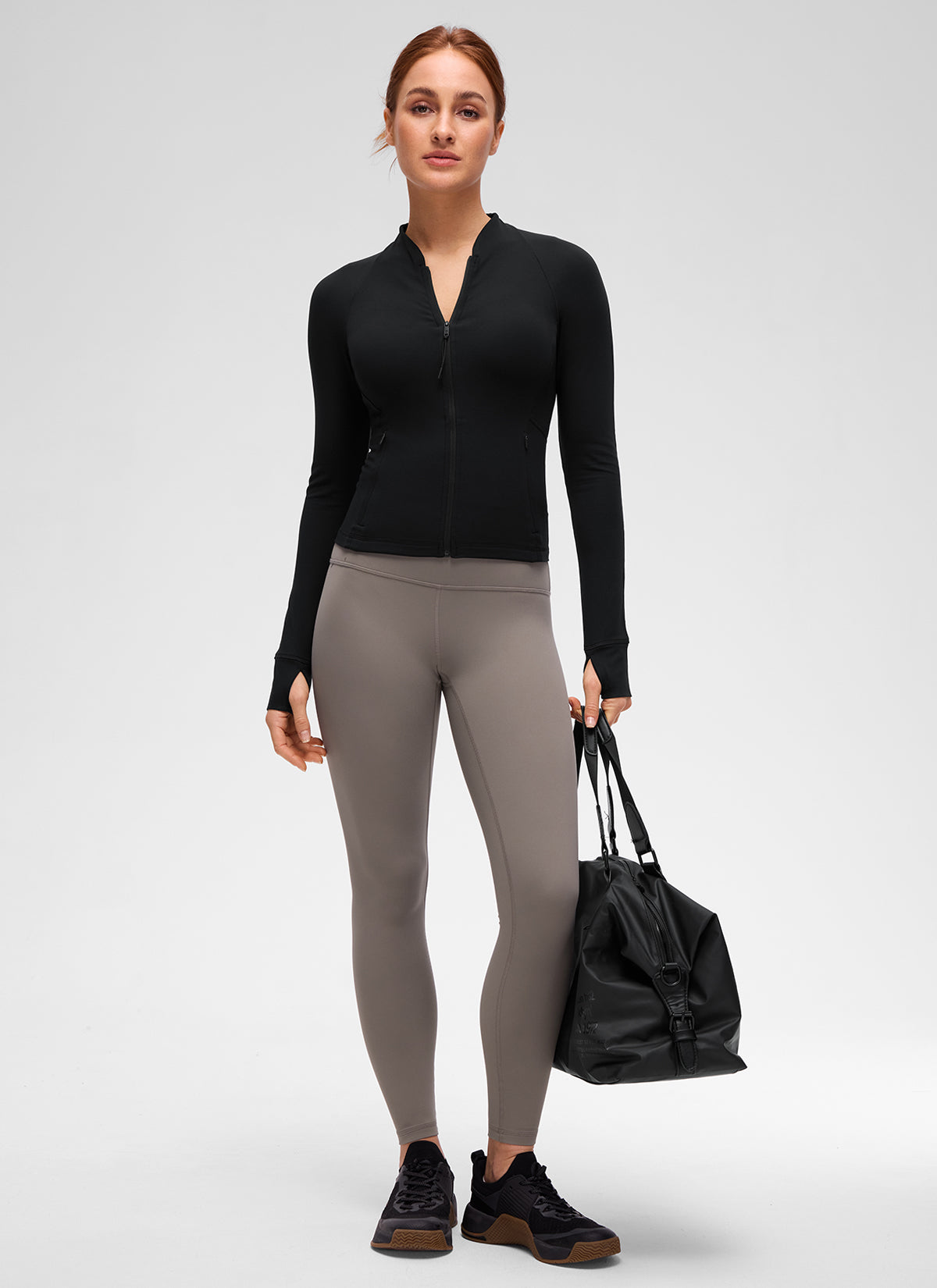 CRZ YOGA 여성용 Butterluxe 캐주얼 V 넥 허리 기장 포켓 자켓 블랙