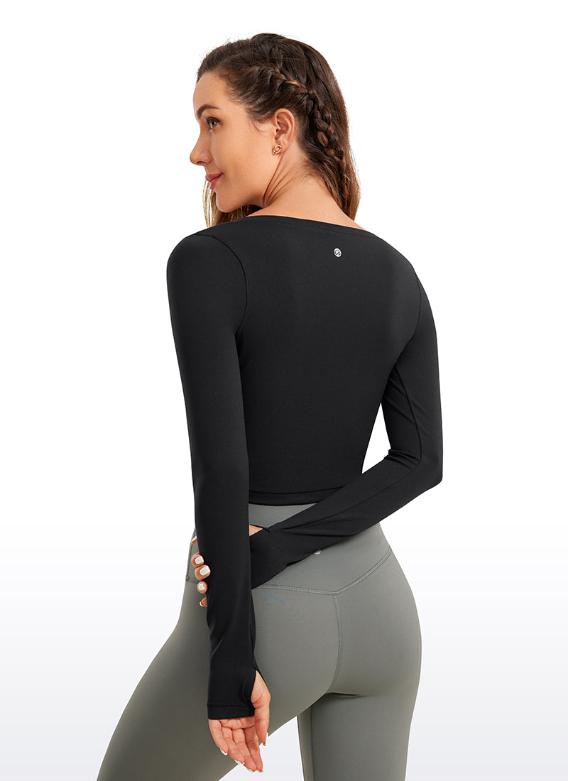 CRZ YOGA Legging Yoga Lengan Panjang " Butterluxe " untuk Wanita, Warna Hitam
