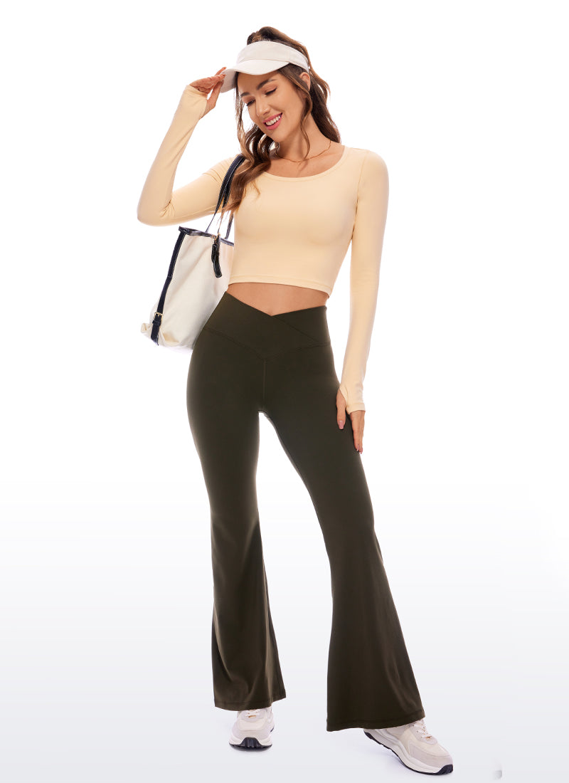 CRZ YOGA Legging yoga lengan panjang Butterluxe untuk wanita Warna Tan Milkshake