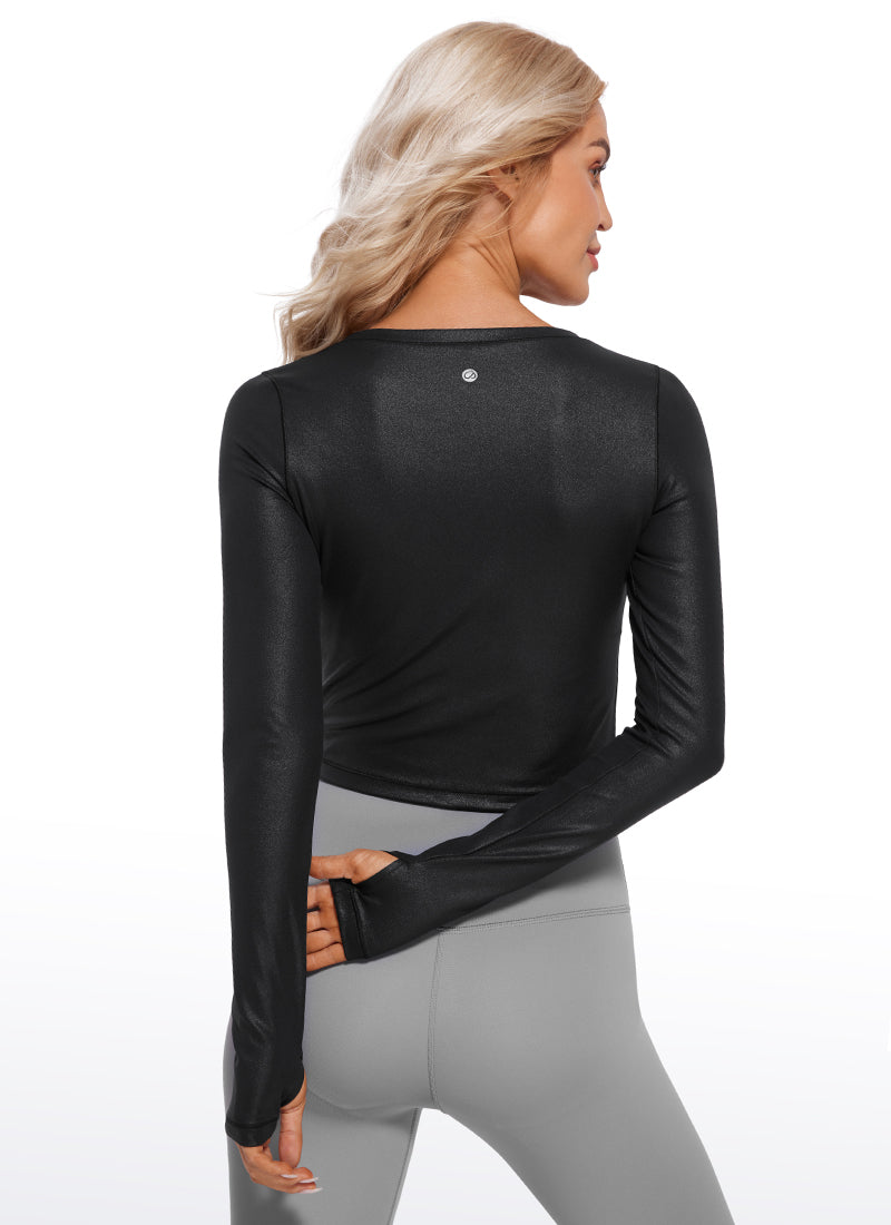CRZ YOGA Legging yoga lengan panjang Butterluxe untuk wanita Black Classic Leather