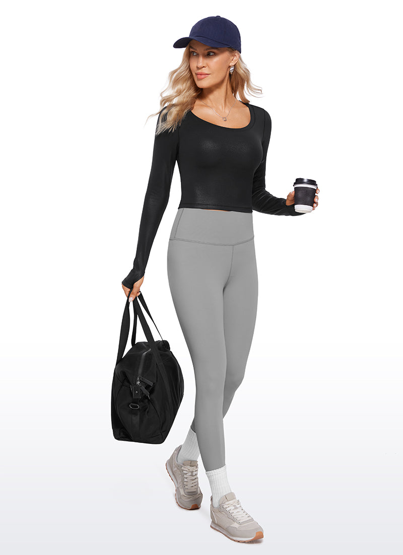 CRZ YOGA Legging yoga lengan panjang Butterluxe untuk wanita Black Classic Leather