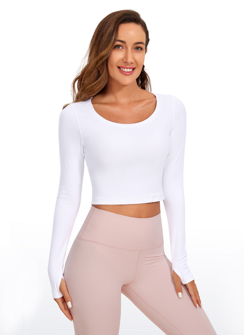 CRZ YOGA Legging Yoga Lengan Panjang " Butterluxe " untuk Wanita, Warna Putih