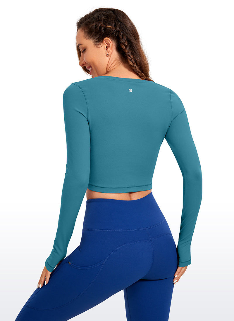 CRZ YOGA Legging Yoga Lengan Panjang " Butterluxe " untuk Wanita, Warna Borealis Green