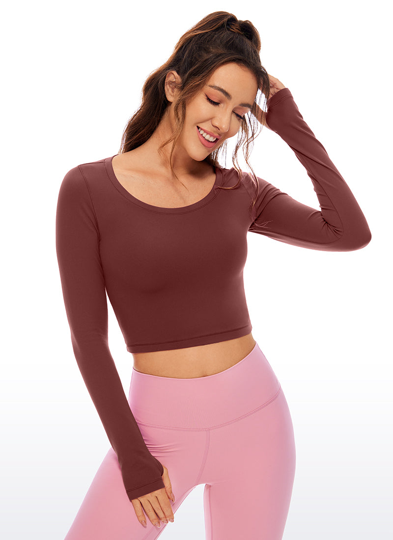 CRZ YOGA Legging Yoga Lengan Panjang " Butterluxe " untuk Wanita, Warna Noctilucence Red