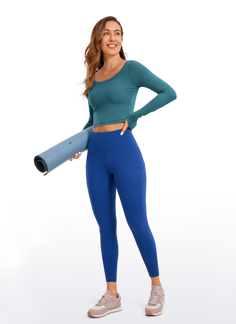 CRZ YOGA Legging Yoga Lengan Panjang " Butterluxe " untuk Wanita, Warna Petrol Blue